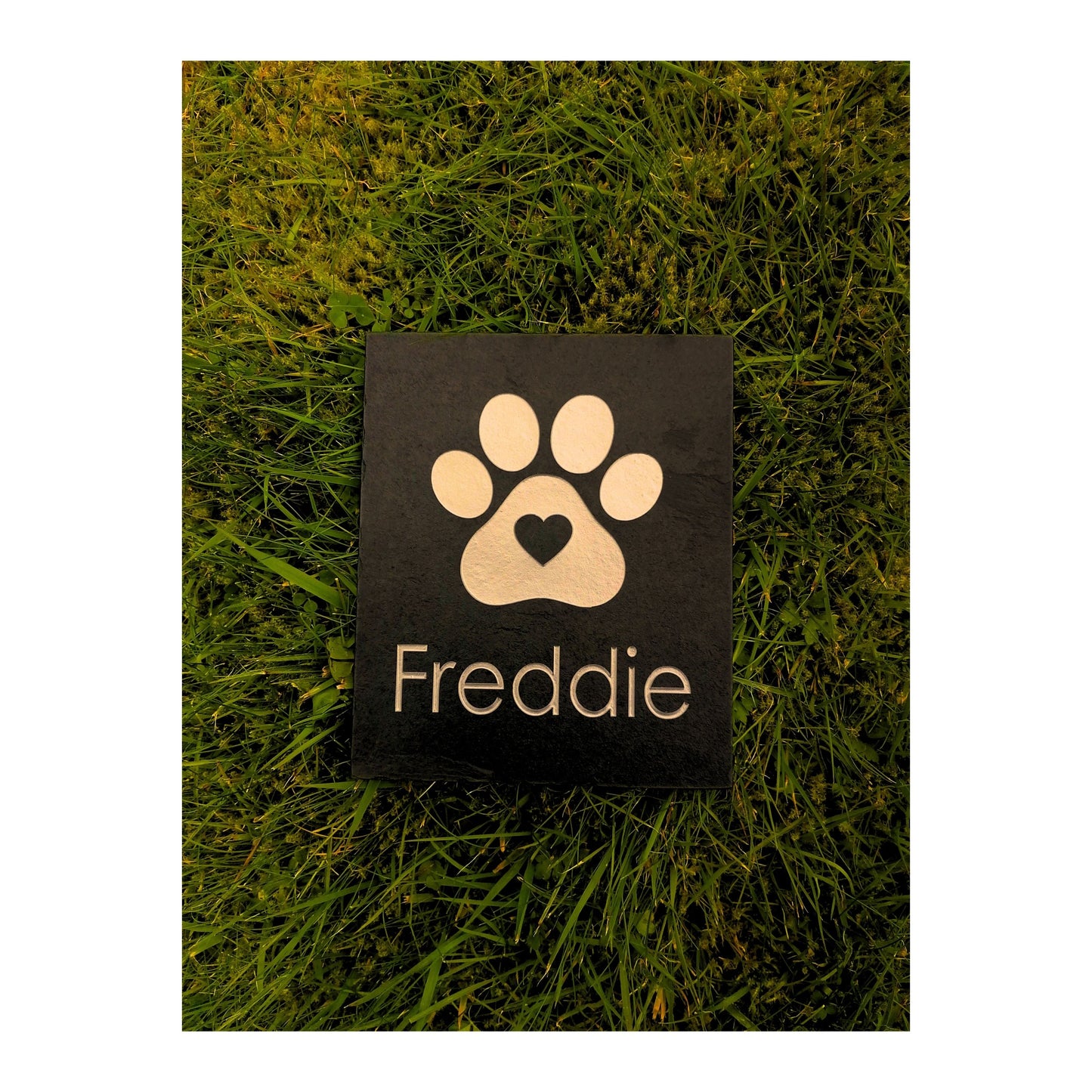 Personalised Custom Pet Paw Print | Engraved Natural Slate Memorial Plaque | Gold Copper Silver | Memories Tributes Markers Stone Headstones