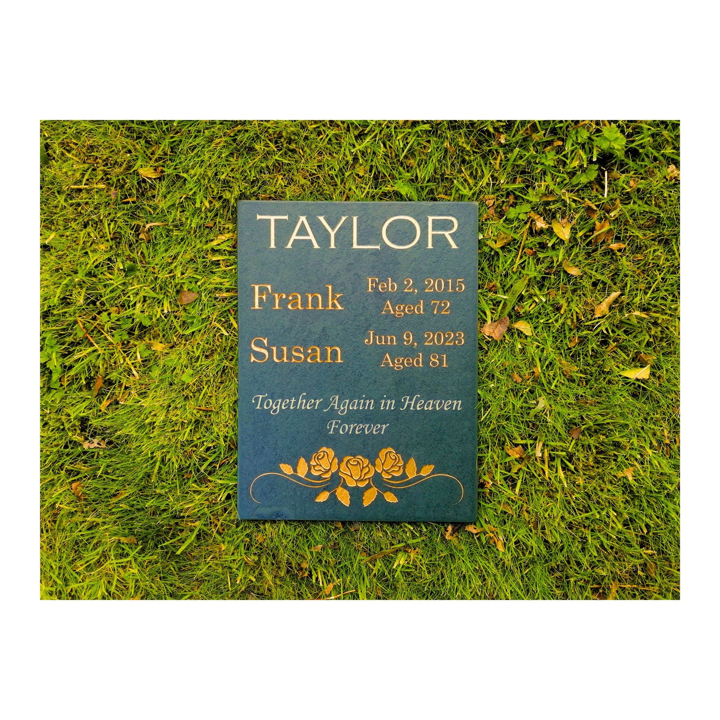 Grave Marker Memorial Plaque | Engraved Natural Slate | Custom Personalised | Gold Copper Silver | Memories Tributes Stone Headstones Bereavement