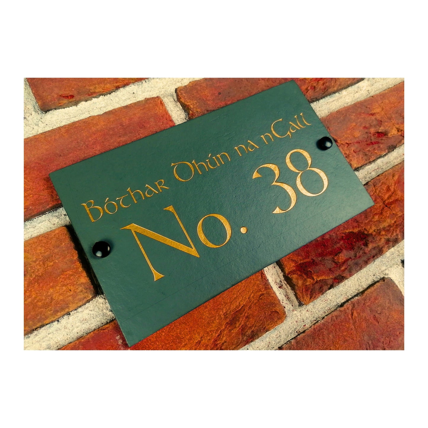 Engraved Natural Slate House Address Sign - Rustic Farmhouse Style Door Number - Wedding, Housewarming, Anniversary Gift Idea