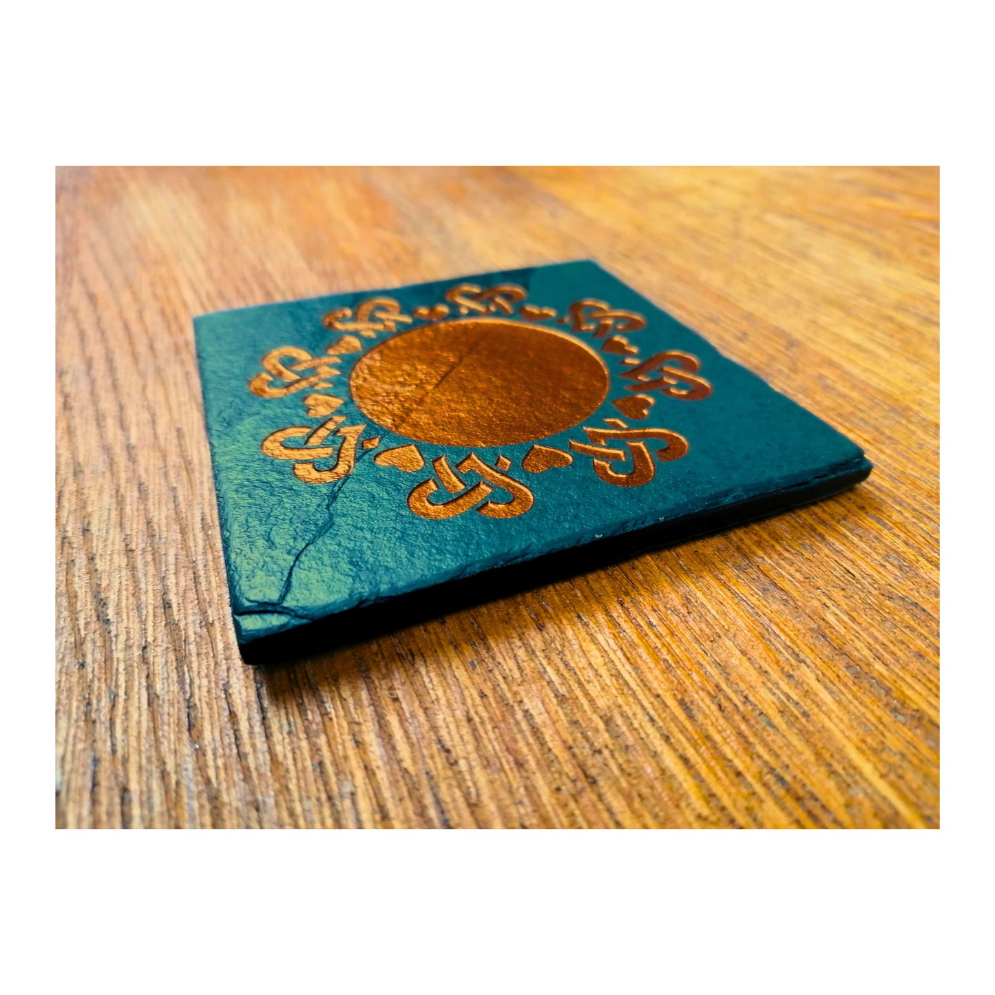 Handmade Tealight Candle Holder | Deep Engraved Natural Slate | Unique Gift Idea | Made In Ireland | Gold Copper Silver | Modern Home Decor