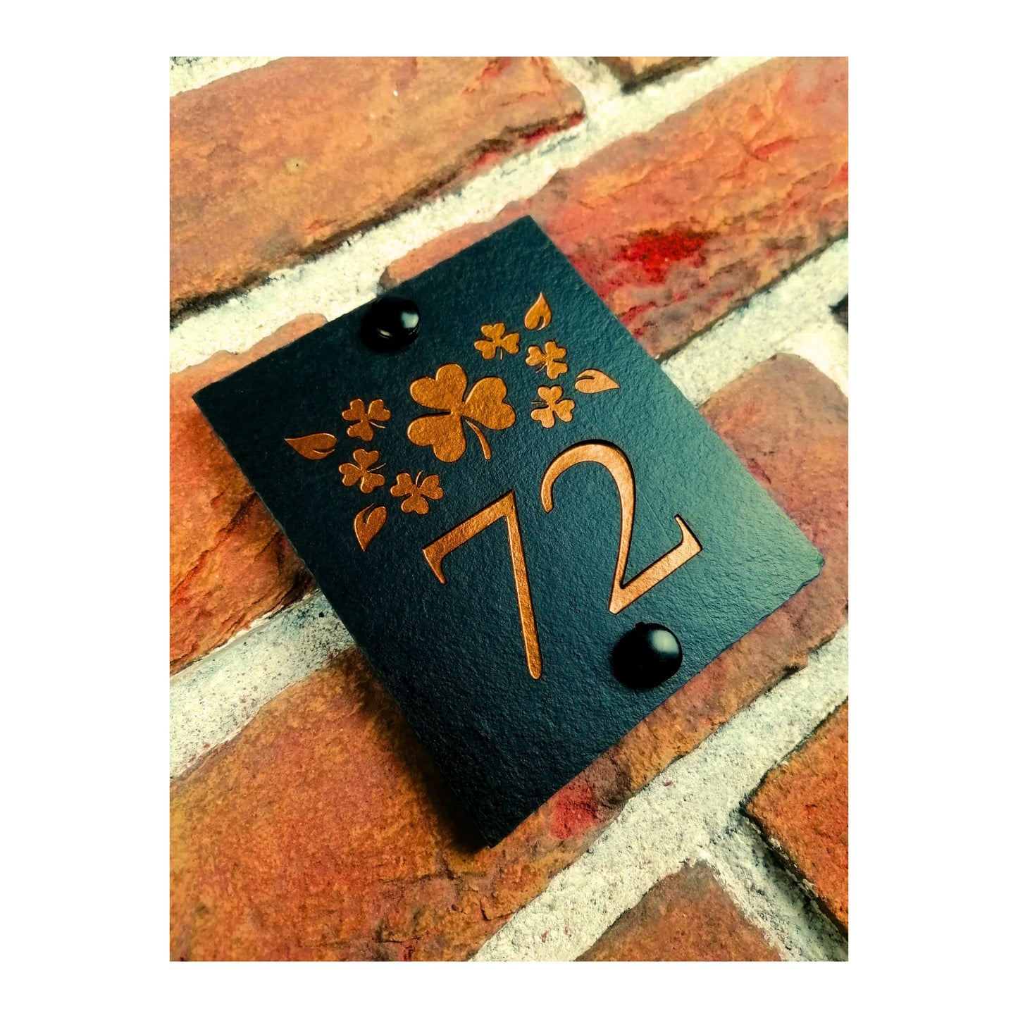 Engraved Natural Slate House Address Sign - Rustic Farmhouse Style Door Number - Wedding, Housewarming, Anniversary Gift Idea