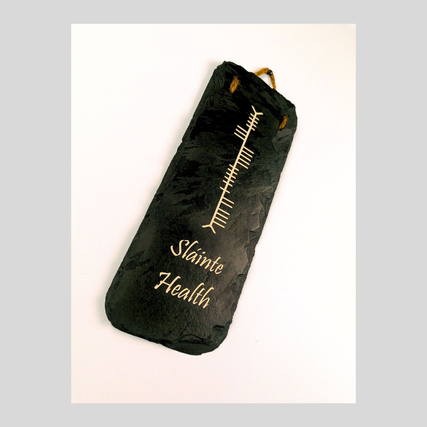 Ogham Wall Hanging | Natural Slate | Handmade Deep Engraved Signs | Celtic Irish Gaelic Traditional | Rustic Home Decor | Unique Gift Ideas