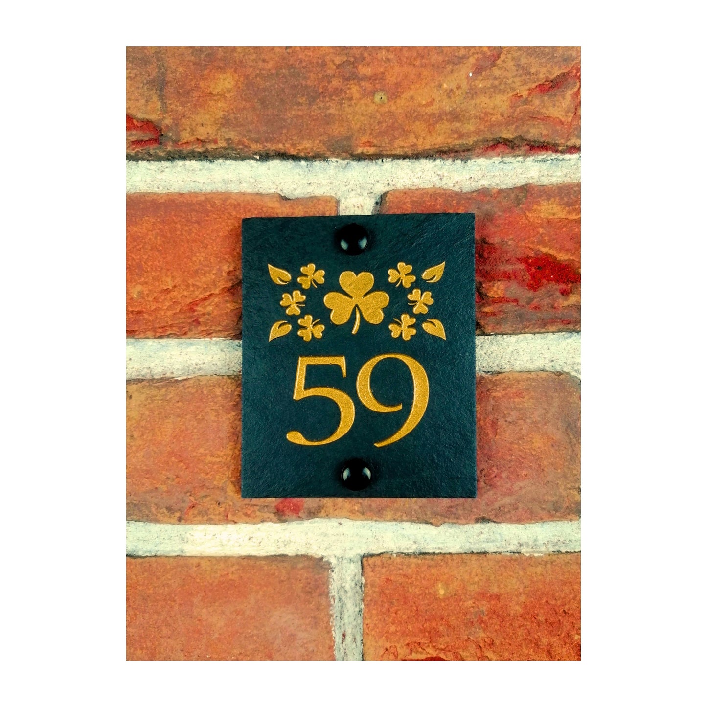 Engraved Natural Slate House Address Sign - Rustic Farmhouse Style Door Number - Wedding, Housewarming, Anniversary Gift Idea