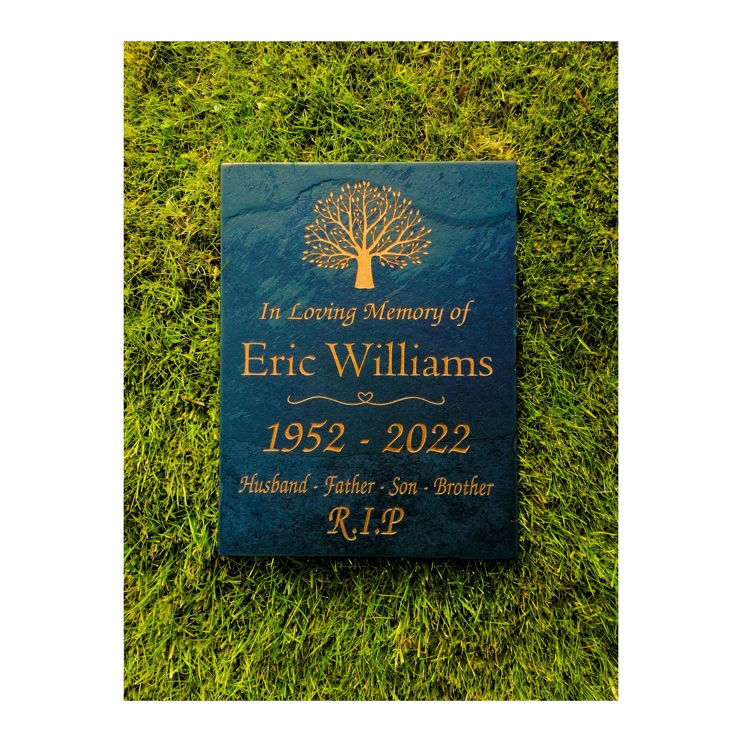 Grave Marker Memorial Plaque | Engraved Natural Slate | Custom Personalised | Gold Copper Silver | Memories Tributes Stone Headstones Bereavement