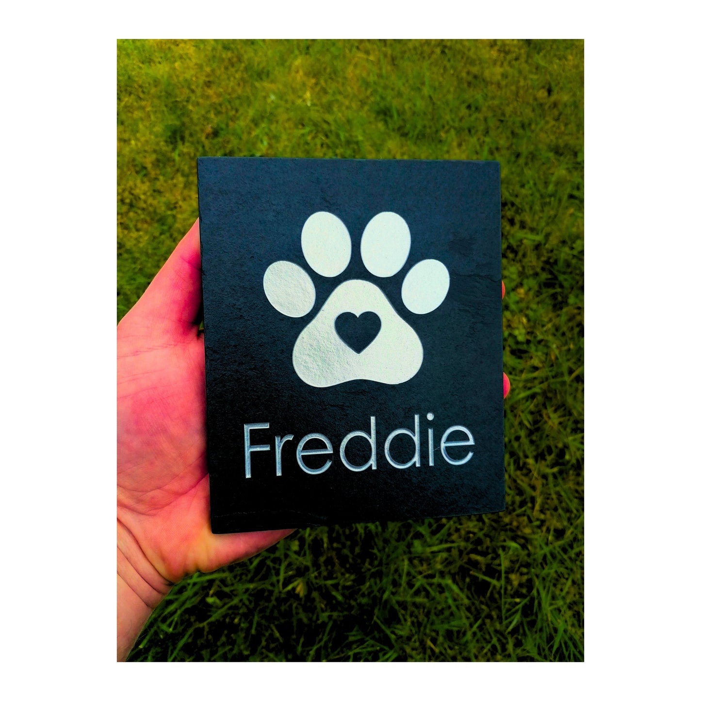 Personalised Custom Pet Paw Print | Engraved Natural Slate Memorial Plaque | Gold Copper Silver | Memories Tributes Markers Stone Headstones