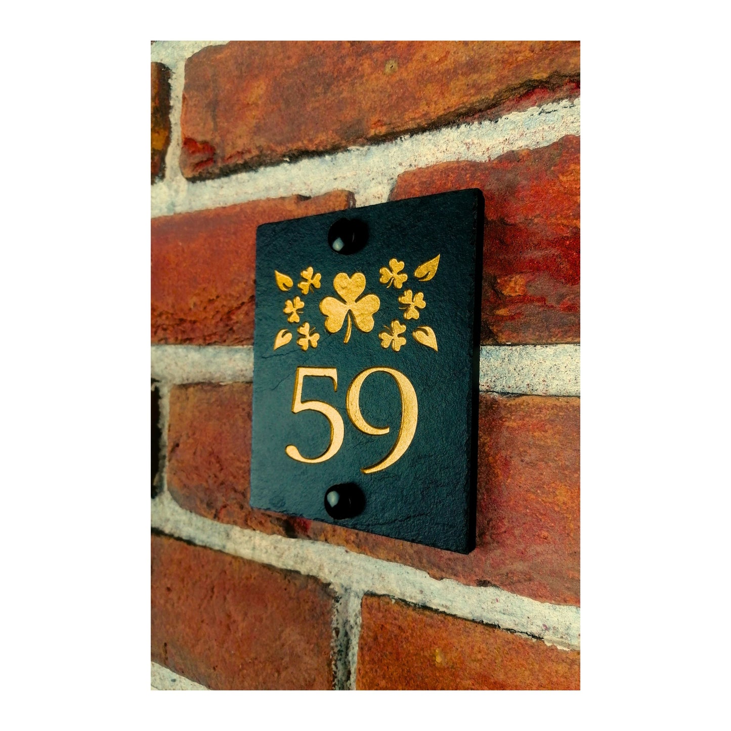 Engraved Natural Slate House Address Sign - Rustic Farmhouse Style Door Number - Wedding, Housewarming, Anniversary Gift Idea