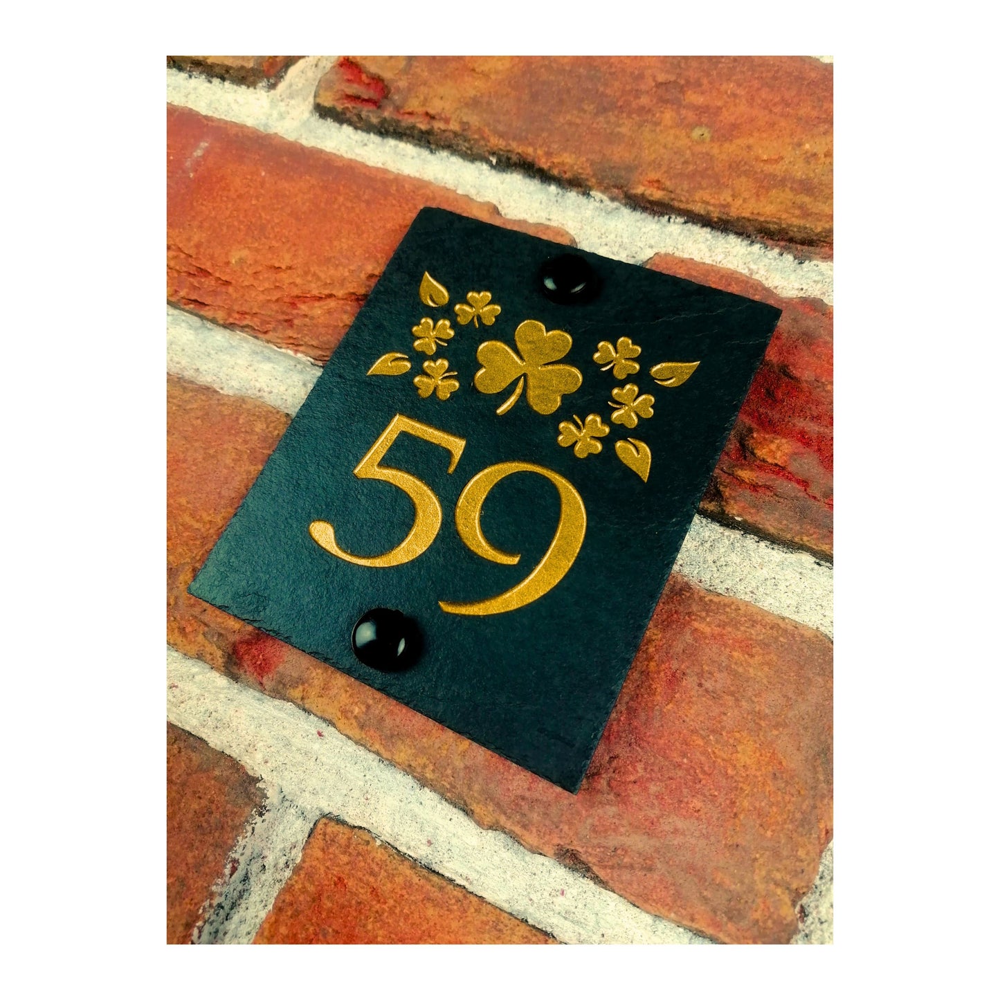 Engraved Natural Slate House Address Sign - Rustic Farmhouse Style Door Number - Wedding, Housewarming, Anniversary Gift Idea
