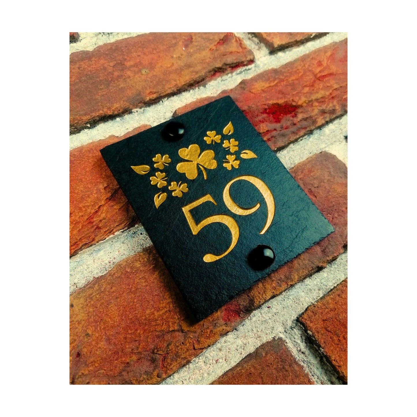 Engraved Natural Slate House Address Sign - Rustic Farmhouse Style Door Number - Wedding, Housewarming, Anniversary Gift Idea
