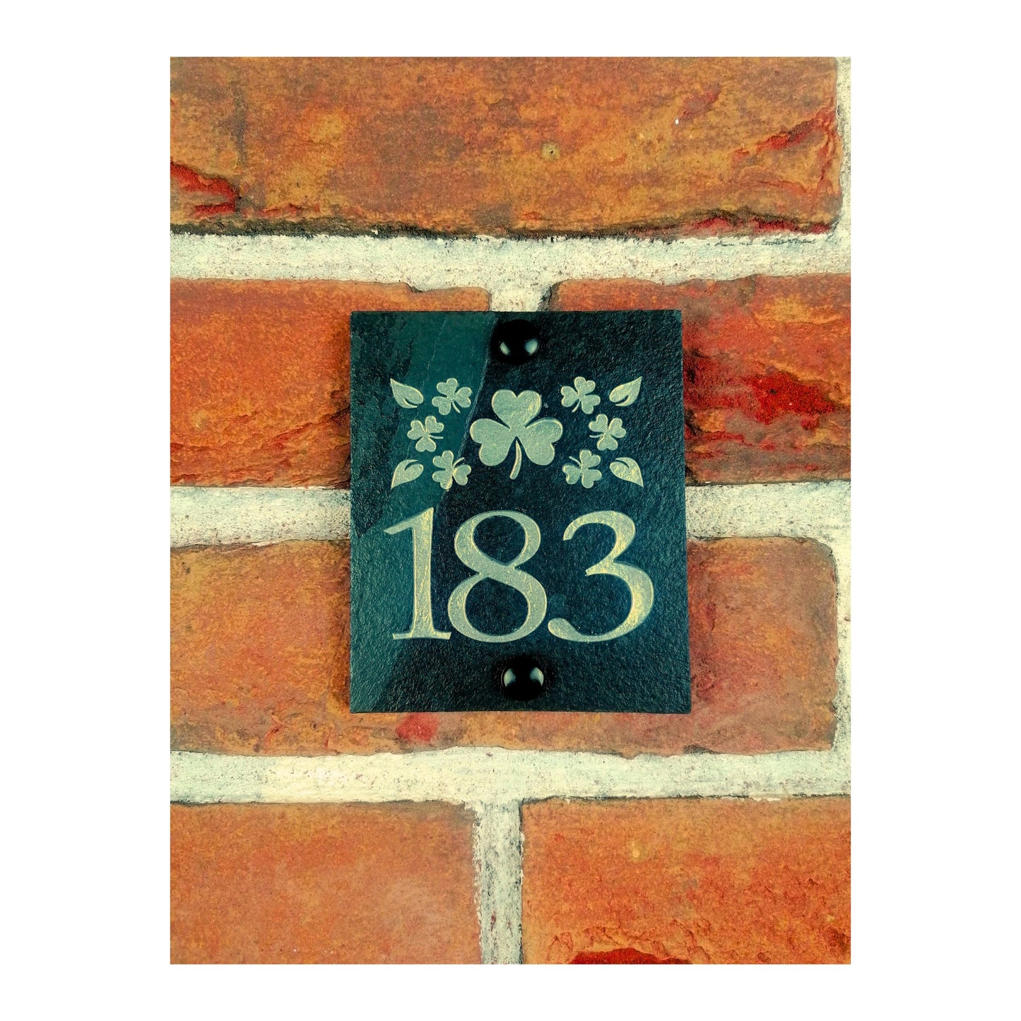 Engraved Natural Slate House Address Sign - Rustic Farmhouse Style Door Number - Wedding, Housewarming, Anniversary Gift Idea