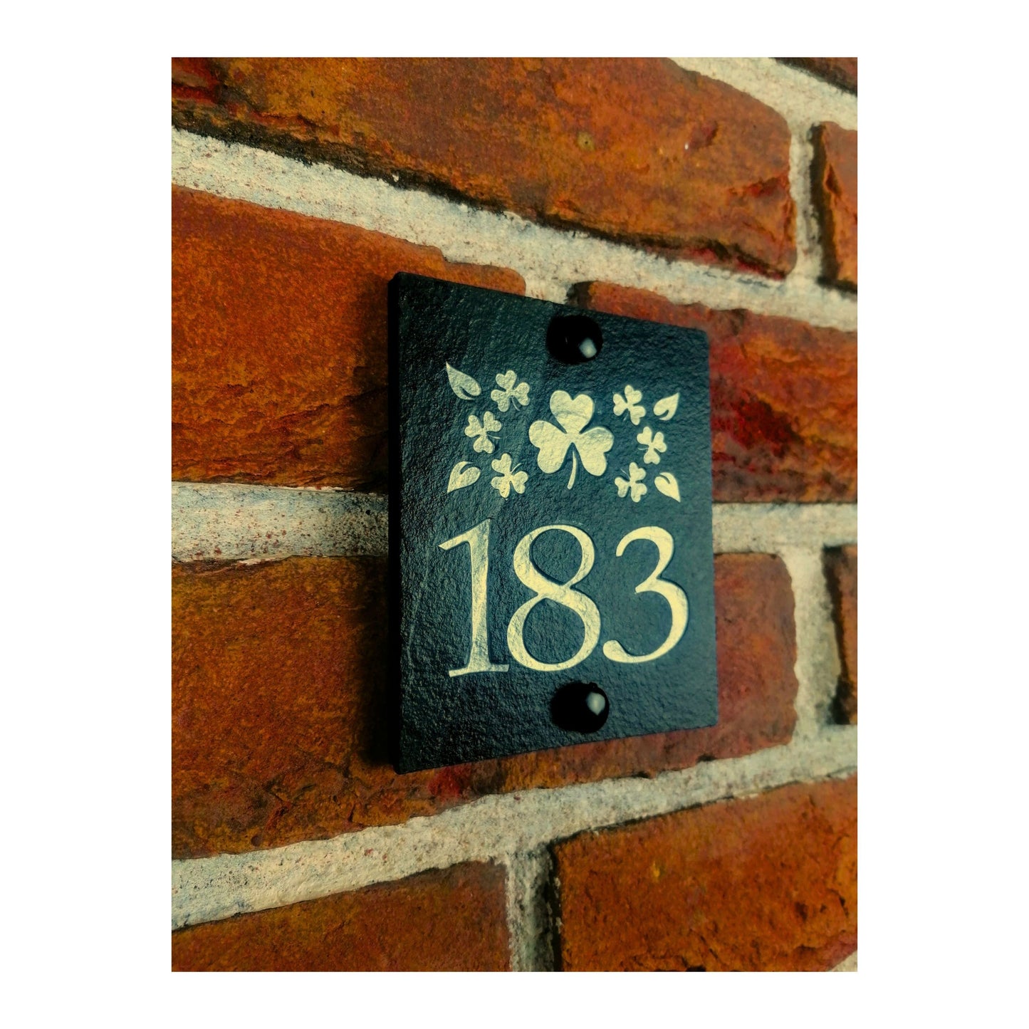 Engraved Natural Slate House Address Sign - Rustic Farmhouse Style Door Number - Wedding, Housewarming, Anniversary Gift Idea