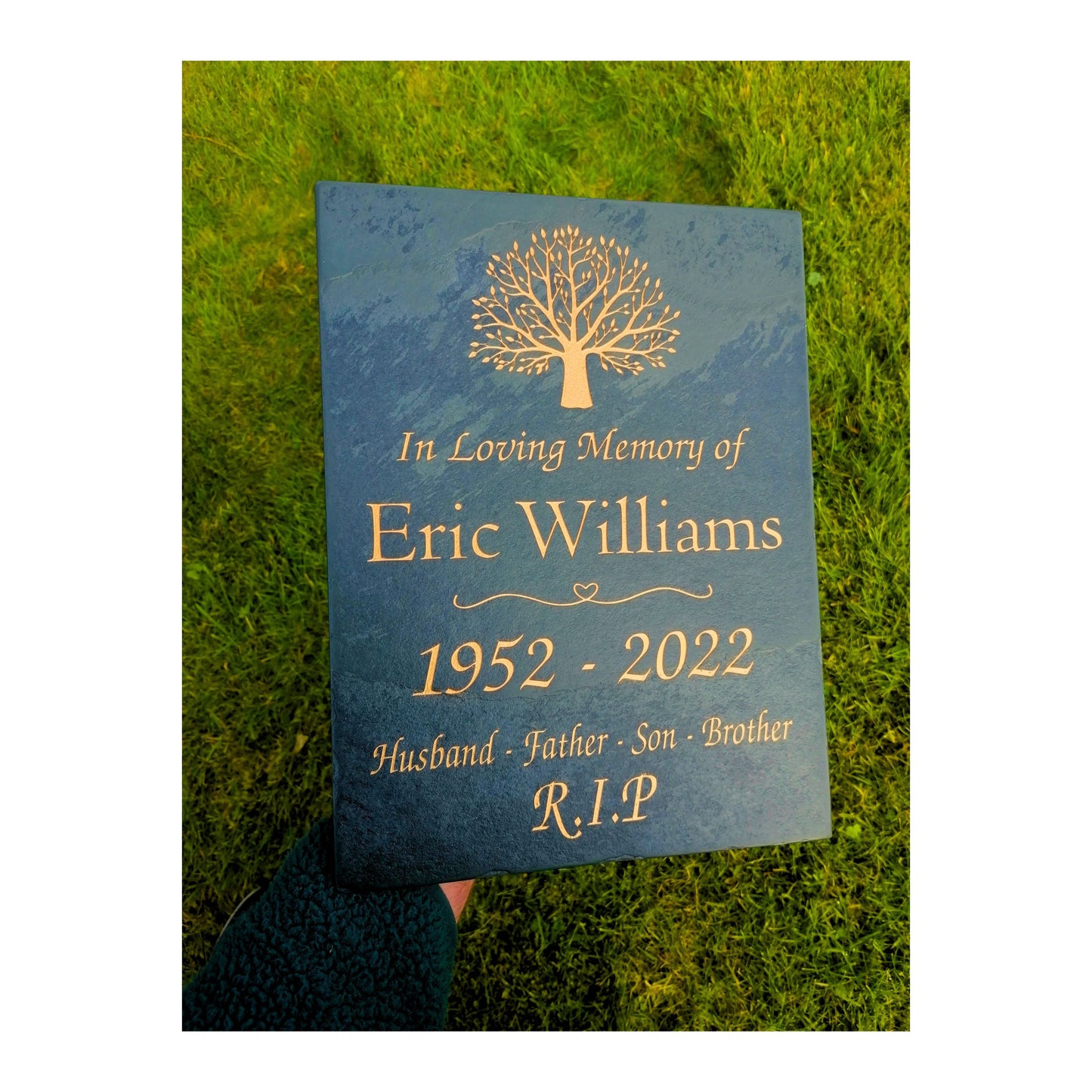 Grave Marker Memorial Plaque | Engraved Natural Slate | Custom Personalised | Gold Copper Silver | Memories Tributes Stone Headstones Bereavement