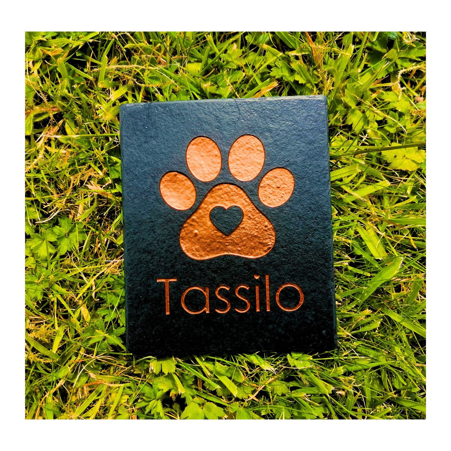Personalised Custom Pet Paw Print | Engraved Natural Slate Memorial Plaque | Gold Copper Silver | Memories Tributes Markers Stone Headstones