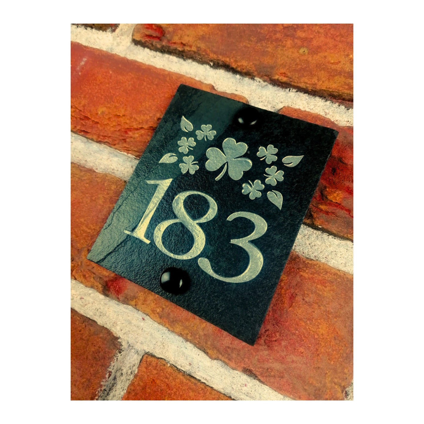 Engraved Natural Slate House Address Sign - Rustic Farmhouse Style Door Number - Wedding, Housewarming, Anniversary Gift Idea