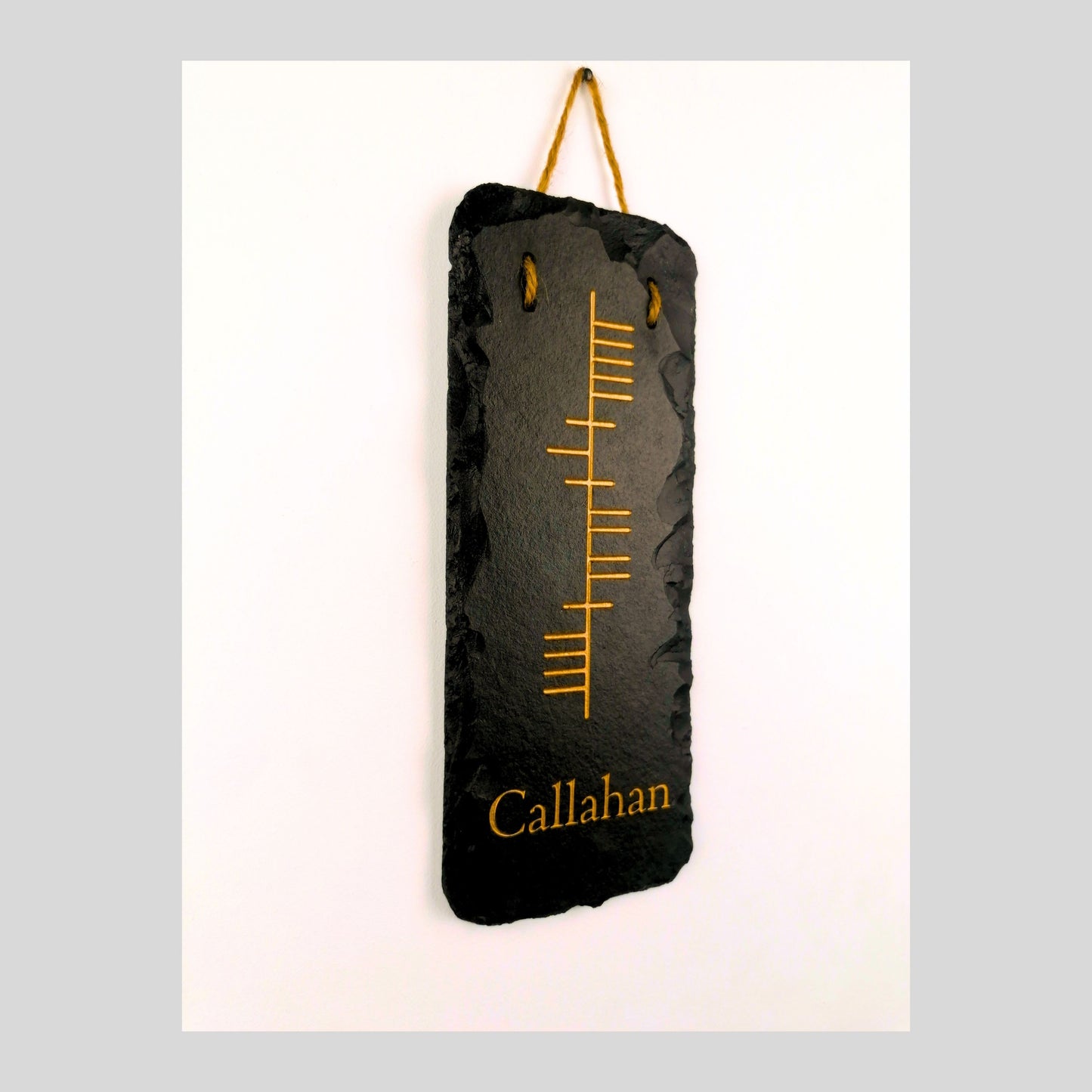 Ogham Wall Hanging | Natural Slate | Handmade Deep Engraved Signs | Celtic Irish Gaelic Traditional | Rustic Home Decor | Unique Gift Ideas