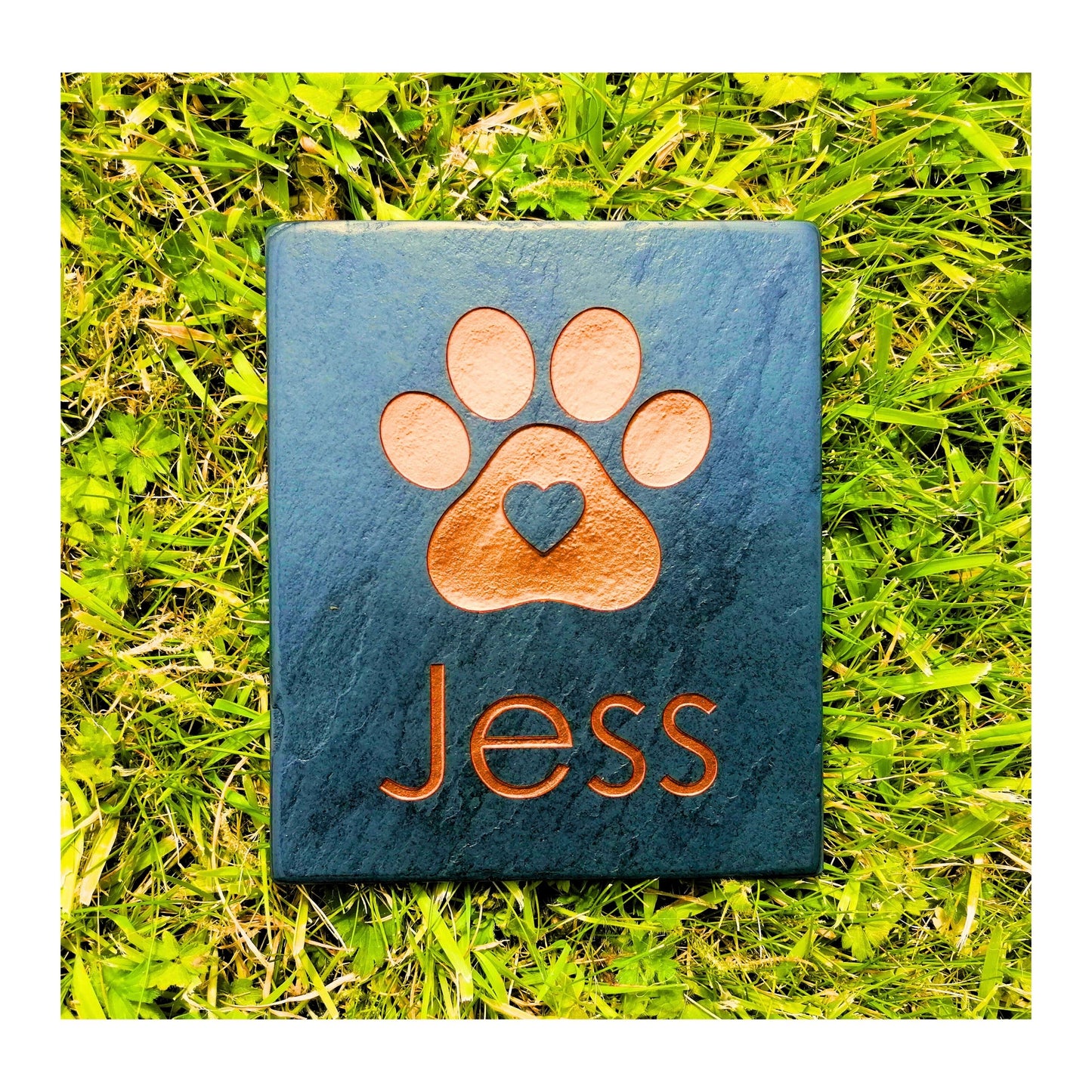 Personalised Custom Pet Paw Print | Engraved Natural Slate Memorial Plaque | Gold Copper Silver | Memories Tributes Markers Stone Headstones