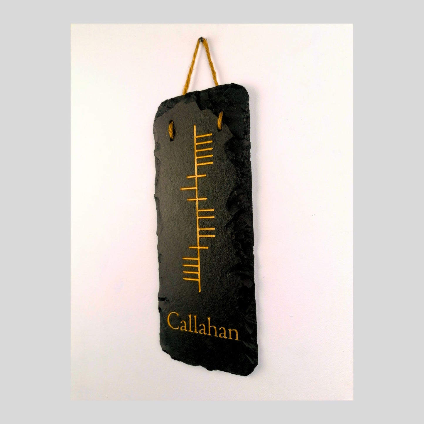 Ogham Wall Hanging | Natural Slate | Handmade Deep Engraved Signs | Celtic Irish Gaelic Traditional | Rustic Home Decor | Unique Gift Ideas