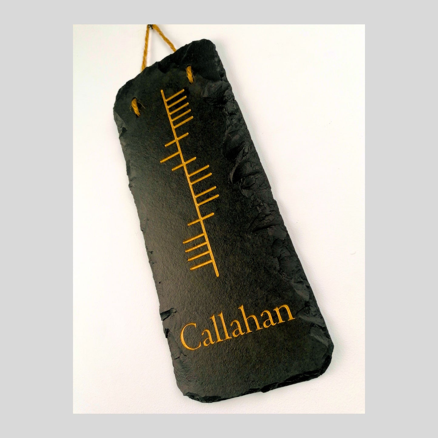 Ogham Wall Hanging | Natural Slate | Handmade Deep Engraved Signs | Celtic Irish Gaelic Traditional | Rustic Home Decor | Unique Gift Ideas