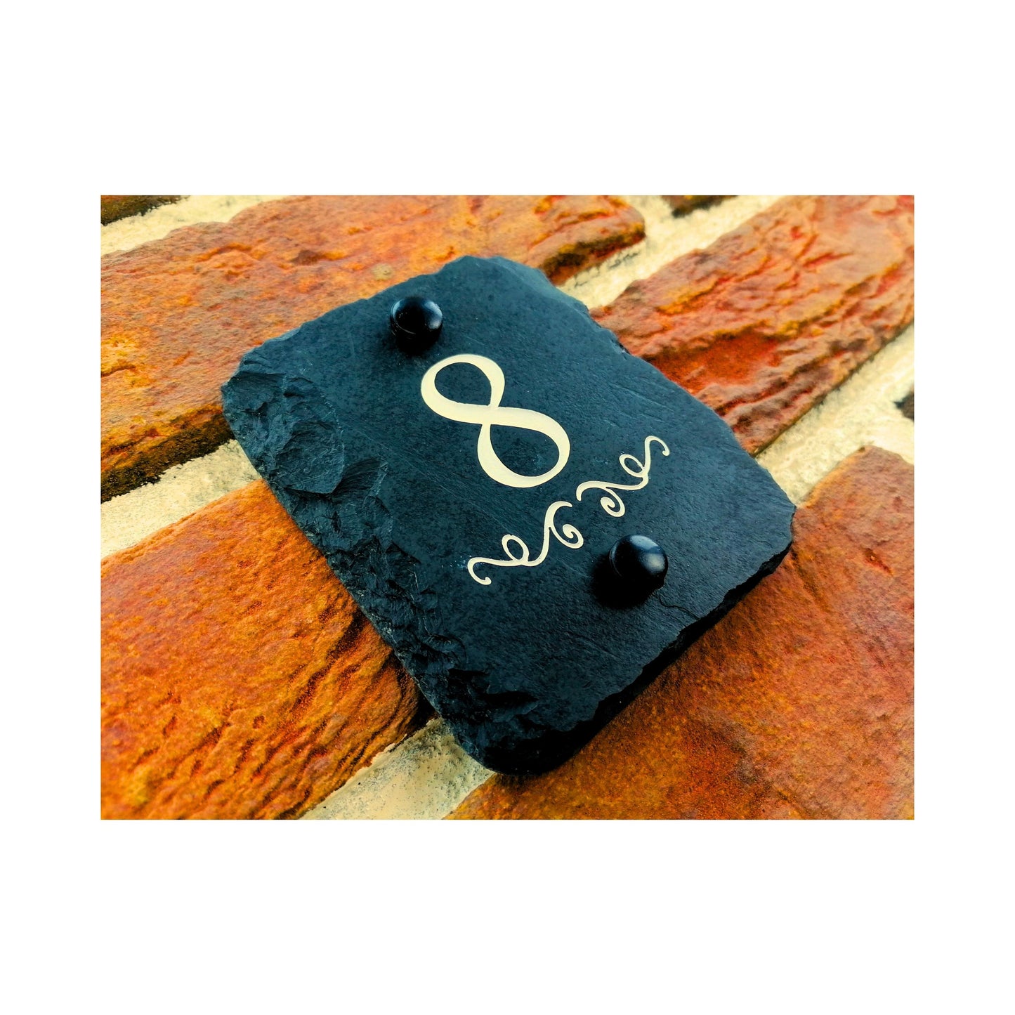 Engraved Natural Slate House Address Sign - Rustic Farmhouse Style Door Number - Wedding, Housewarming, Anniversary Gift Idea