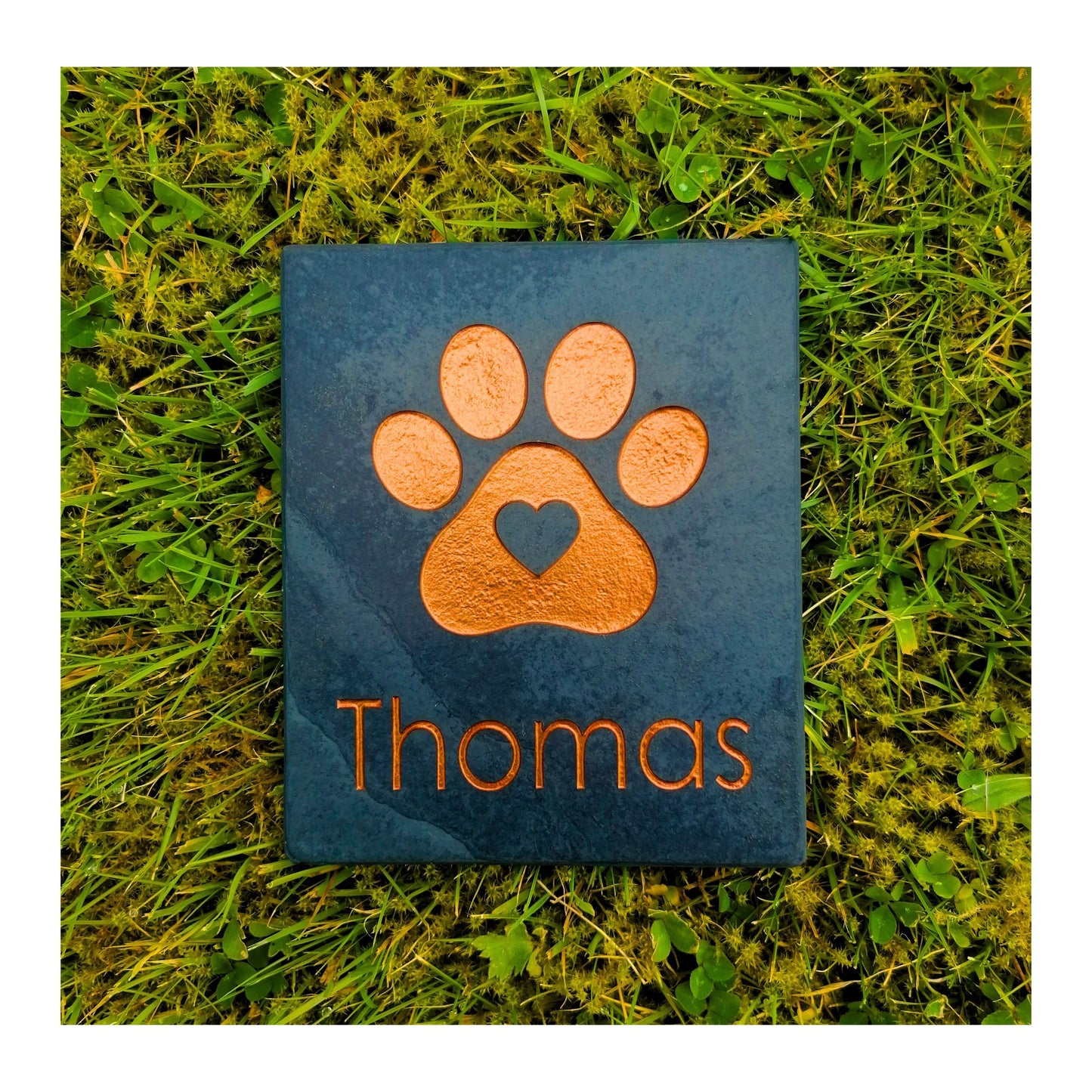 Personalised Custom Pet Paw Print | Engraved Natural Slate Memorial Plaque | Gold Copper Silver | Memories Tributes Markers Stone Headstones