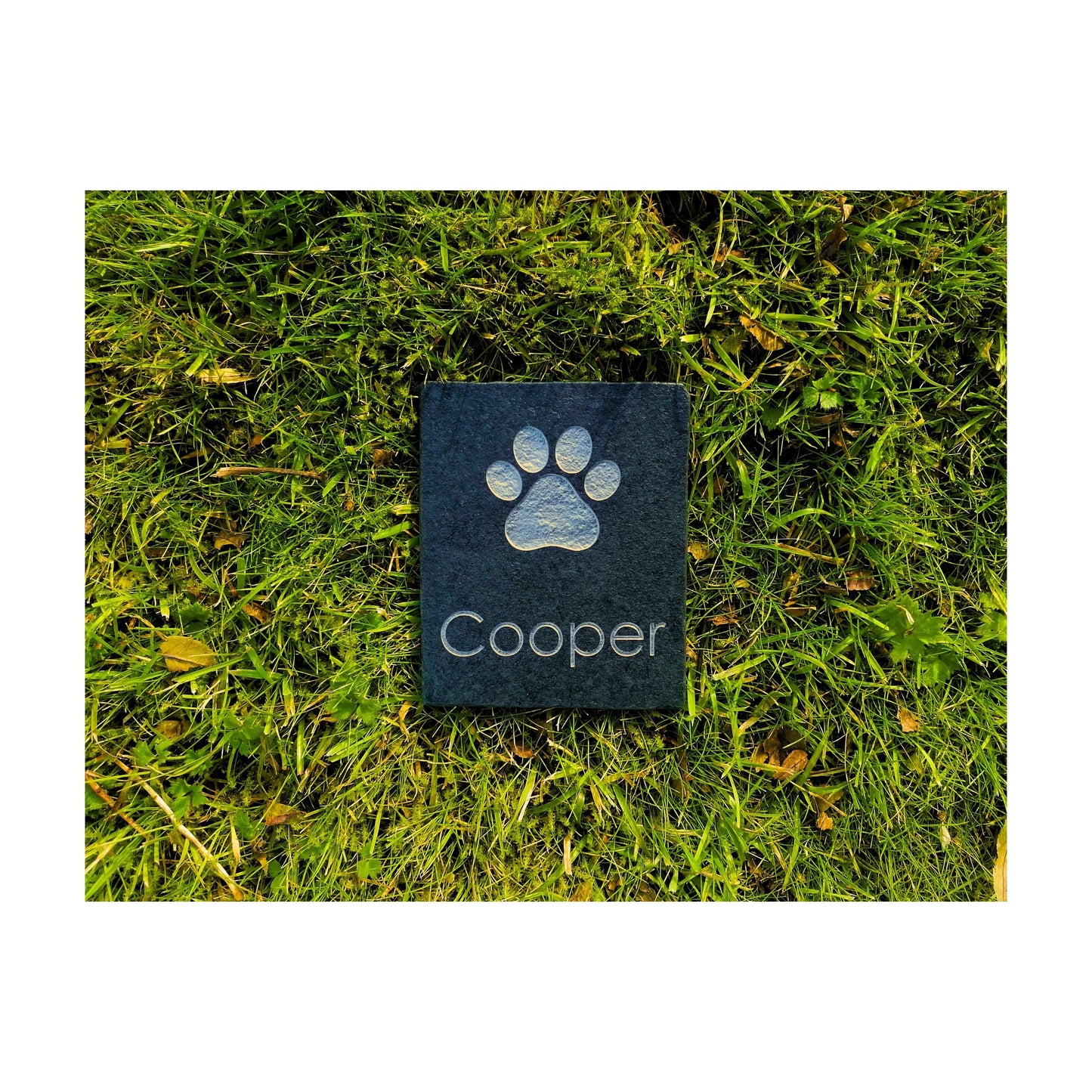 Personalised Custom Pet Paw Print | Engraved Natural Slate Memorial Plaque | Gold Copper Silver | Memories Tributes Markers Stone Headstones