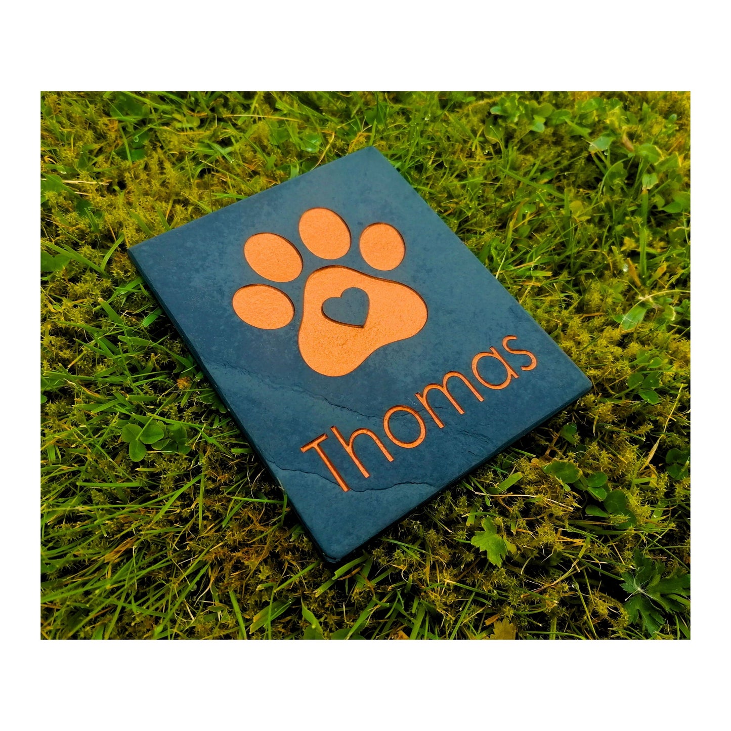 Personalised Custom Pet Paw Print | Engraved Natural Slate Memorial Plaque | Gold Copper Silver | Memories Tributes Markers Stone Headstones