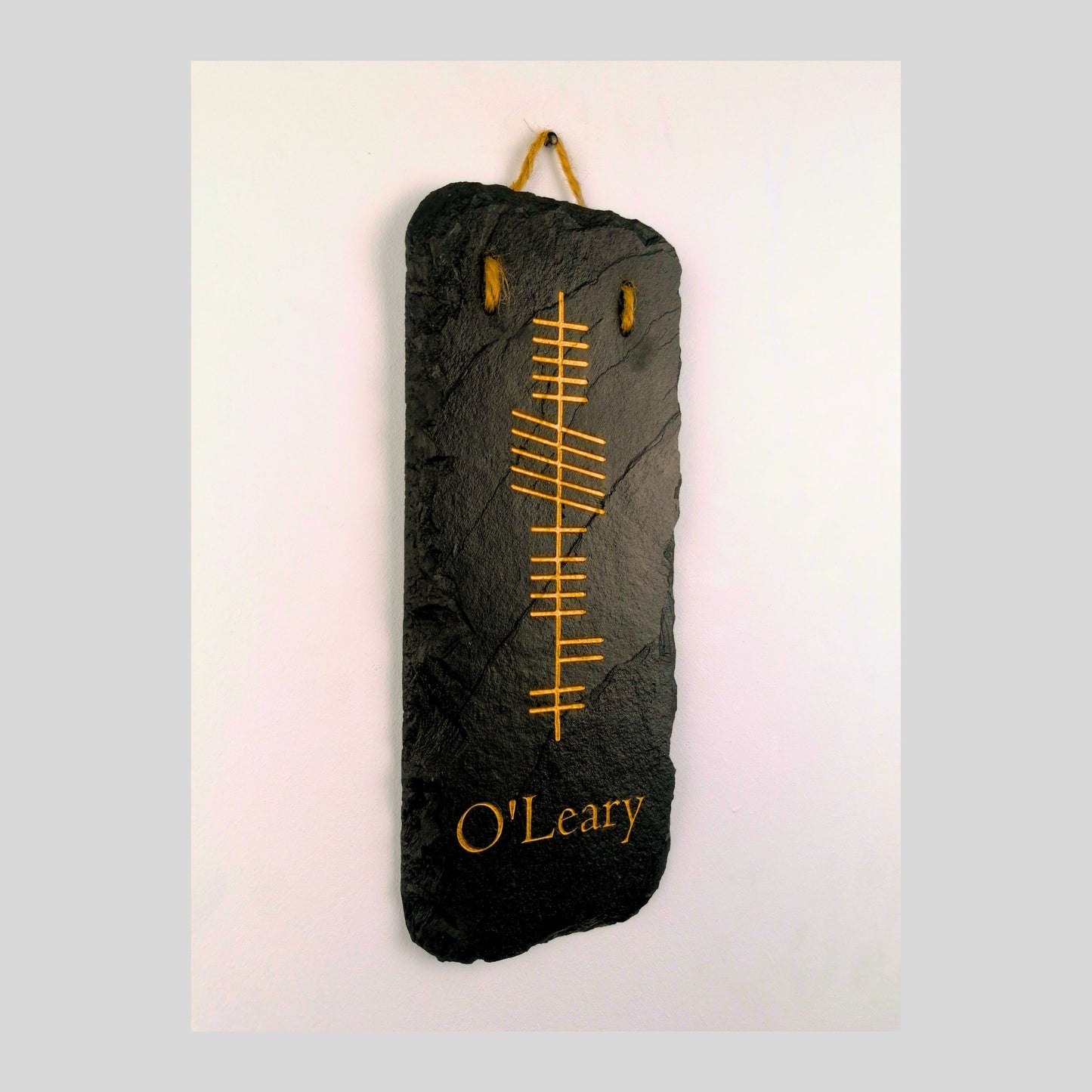 Ogham Wall Hanging | Natural Slate | Handmade Deep Engraved Signs | Celtic Irish Gaelic Traditional | Rustic Home Decor | Unique Gift Ideas