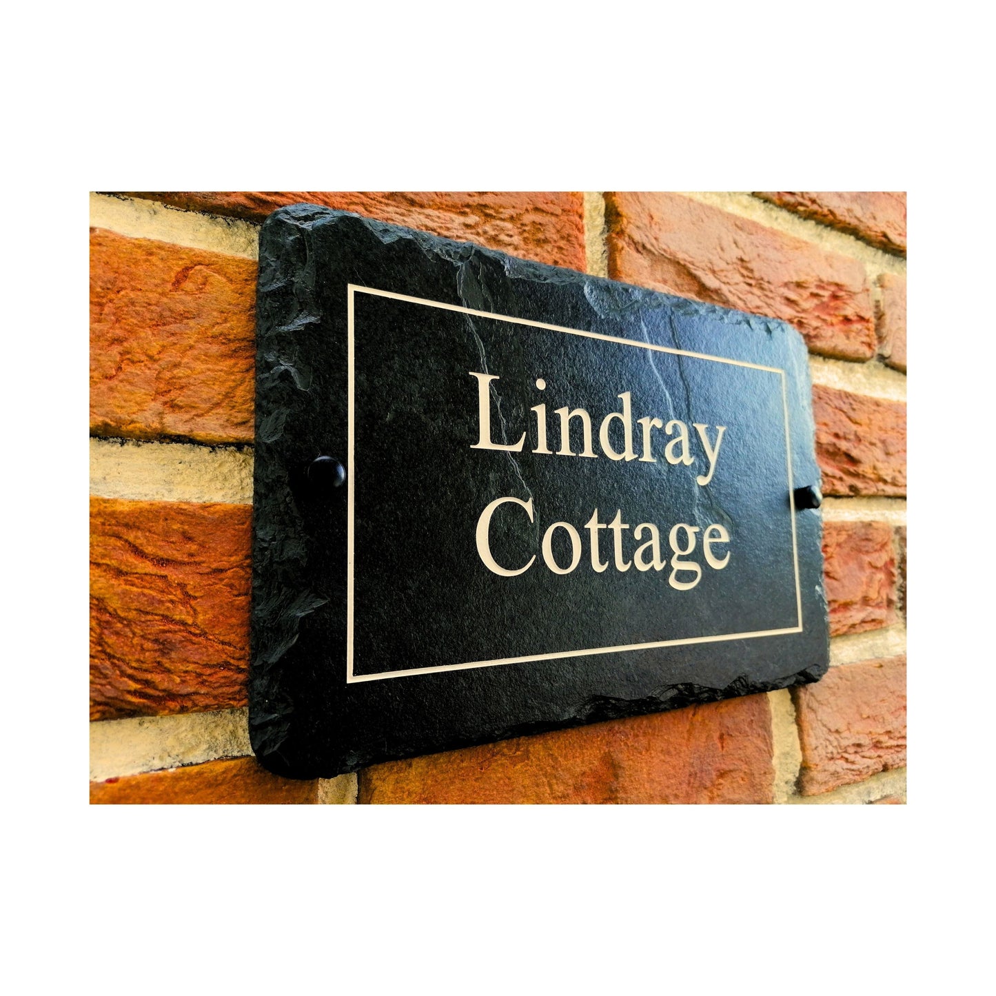 Engraved Natural Slate House Address Sign - Rustic Farmhouse Style Door Number - Wedding, Housewarming, Anniversary Gift Idea
