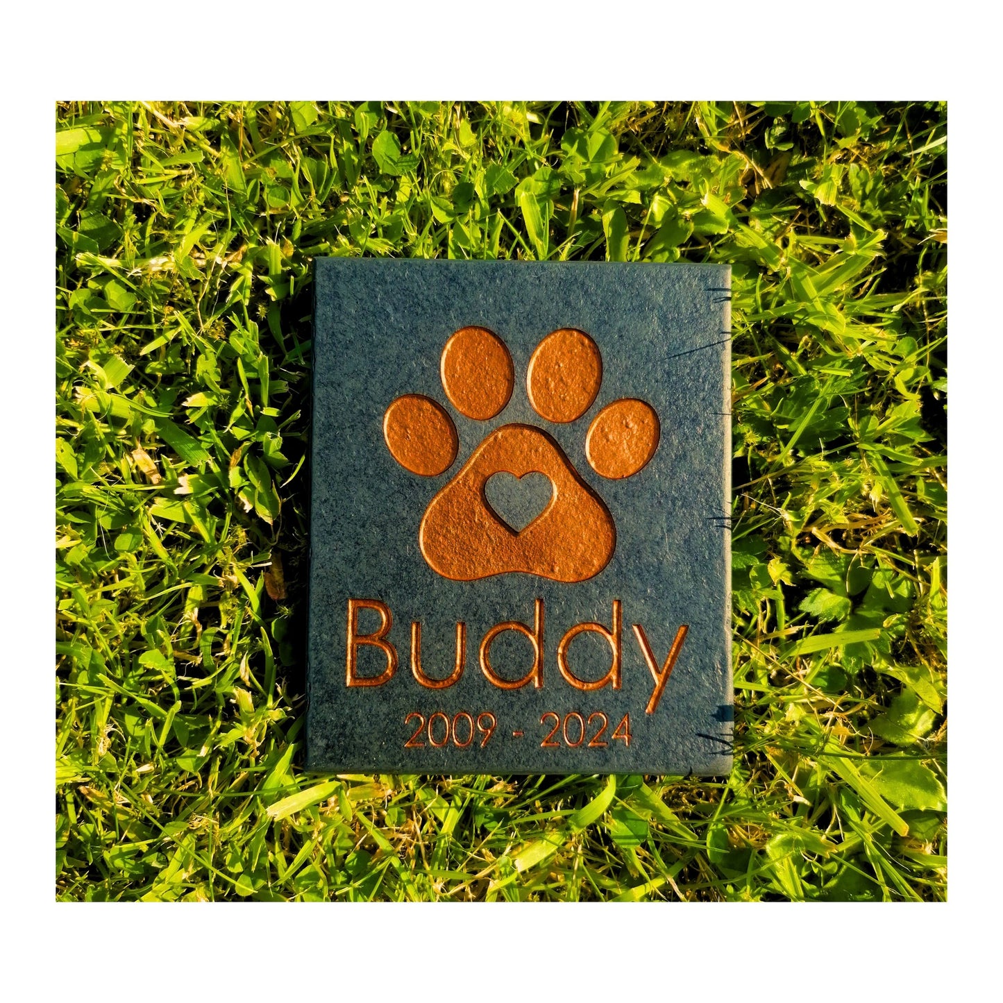 Personalised Custom Pet Paw Print | Engraved Natural Slate Memorial Plaque | Gold Copper Silver | Memories Tributes Markers Stone Headstones