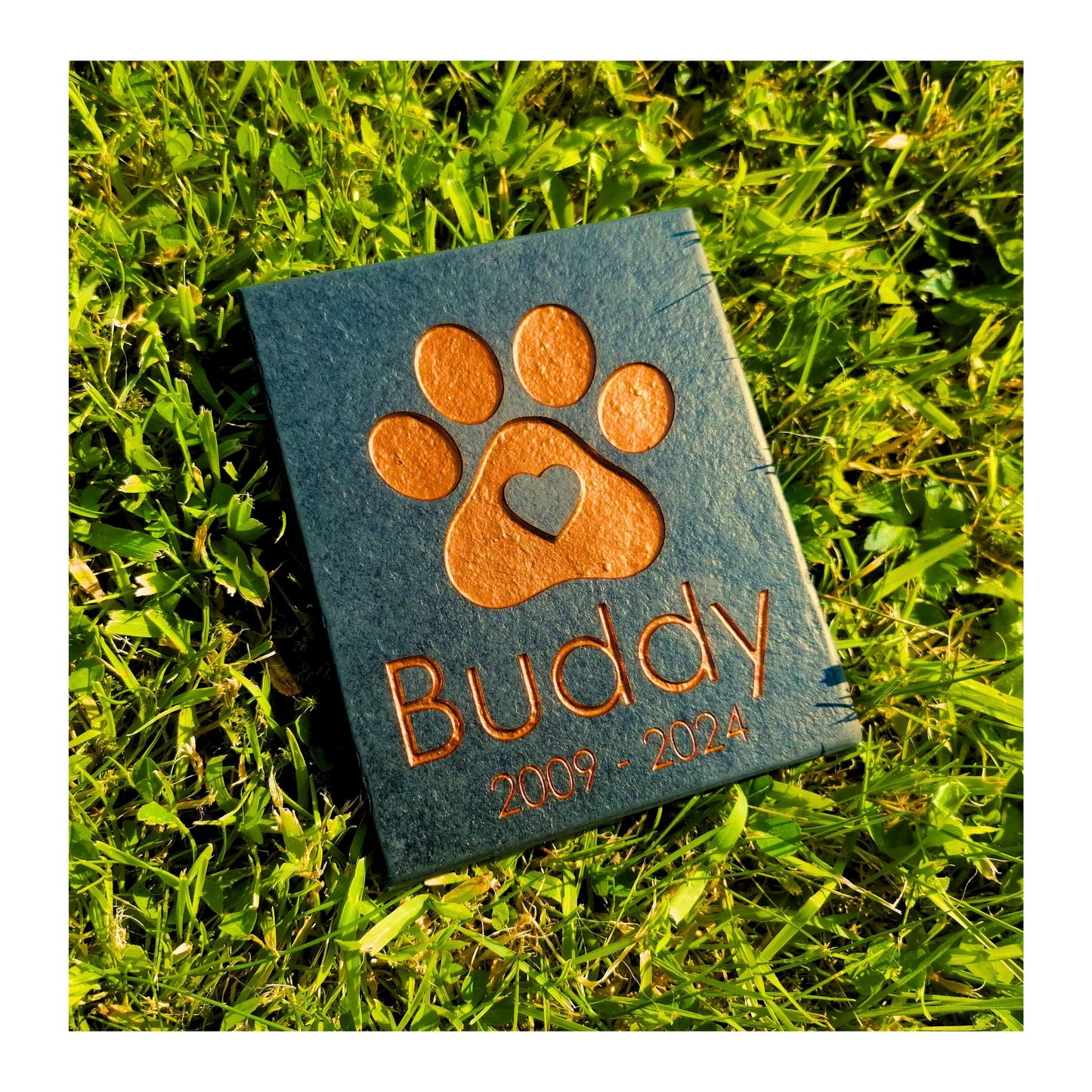 Personalised Custom Pet Paw Print | Engraved Natural Slate Memorial Plaque | Gold Copper Silver | Memories Tributes Markers Stone Headstones