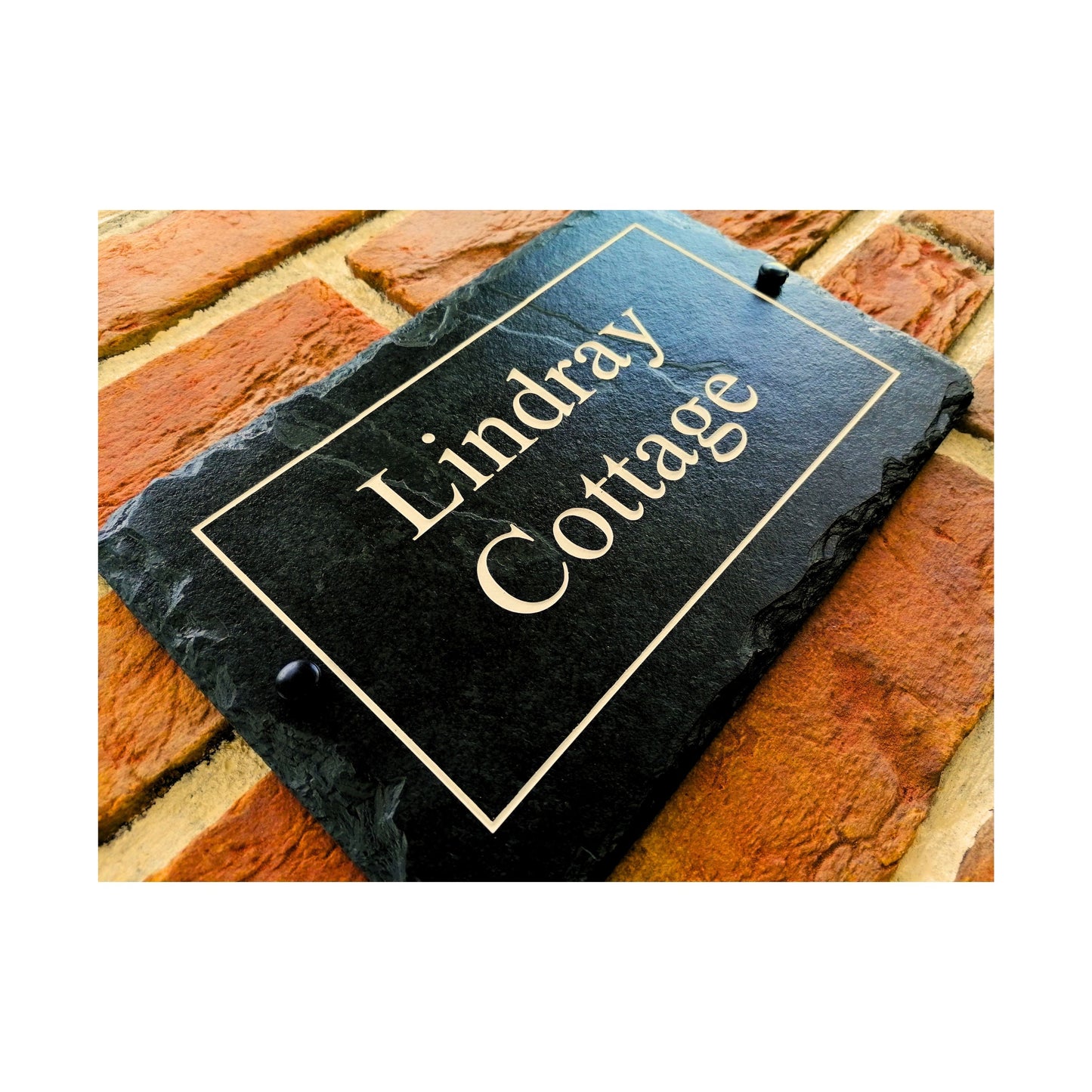 Engraved Natural Slate House Address Sign - Rustic Farmhouse Style Door Number - Wedding, Housewarming, Anniversary Gift Idea