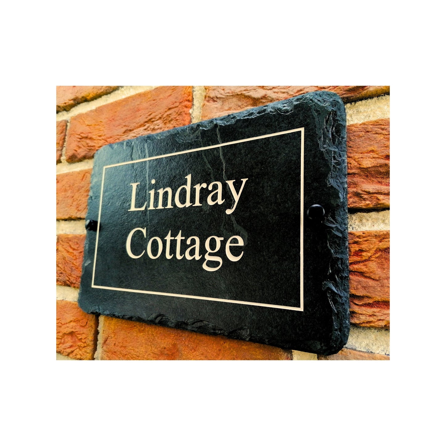 Engraved Natural Slate House Address Sign - Rustic Farmhouse Style Door Number - Wedding, Housewarming, Anniversary Gift Idea
