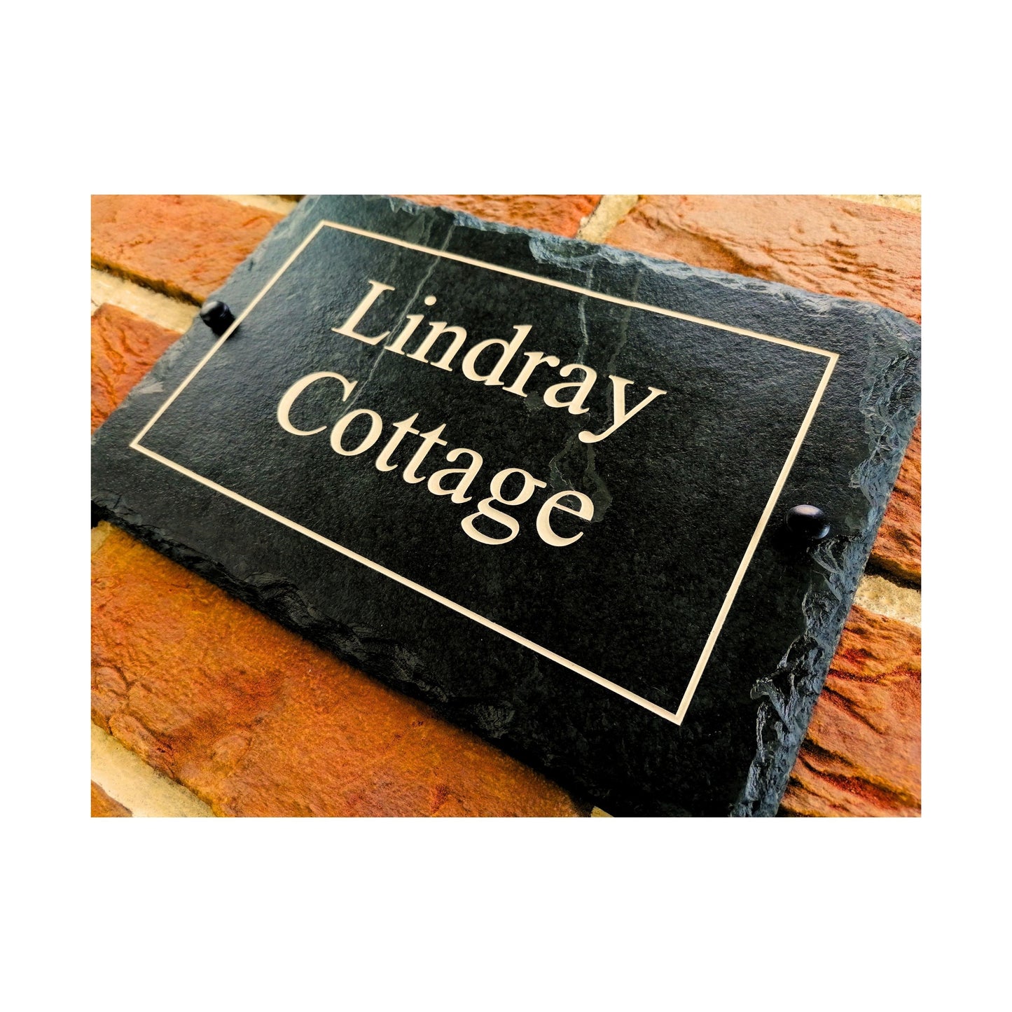 Engraved Natural Slate House Address Sign - Rustic Farmhouse Style Door Number - Wedding, Housewarming, Anniversary Gift Idea