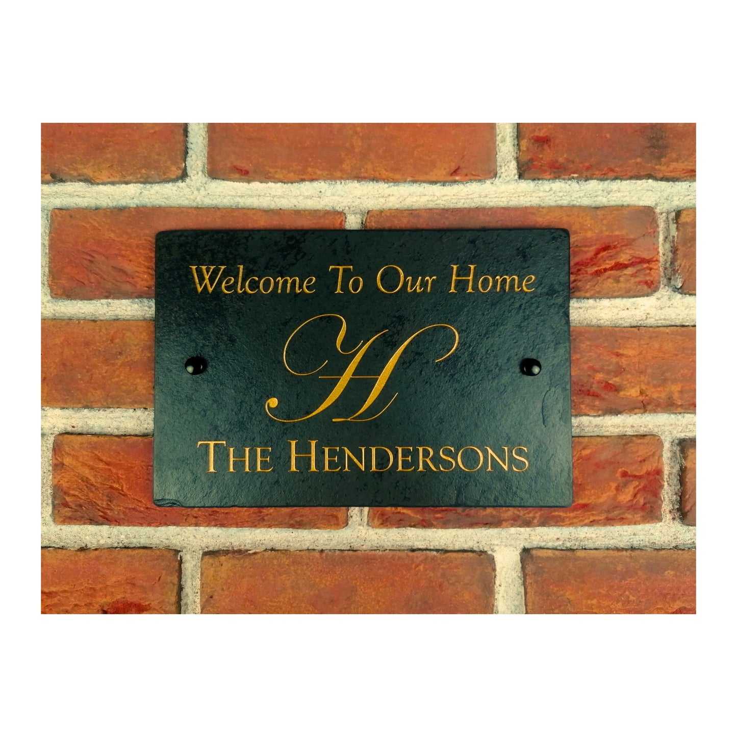 Engraved Natural Slate House Address Sign - Rustic Farmhouse Style Door Number - Wedding, Housewarming, Anniversary Gift Idea