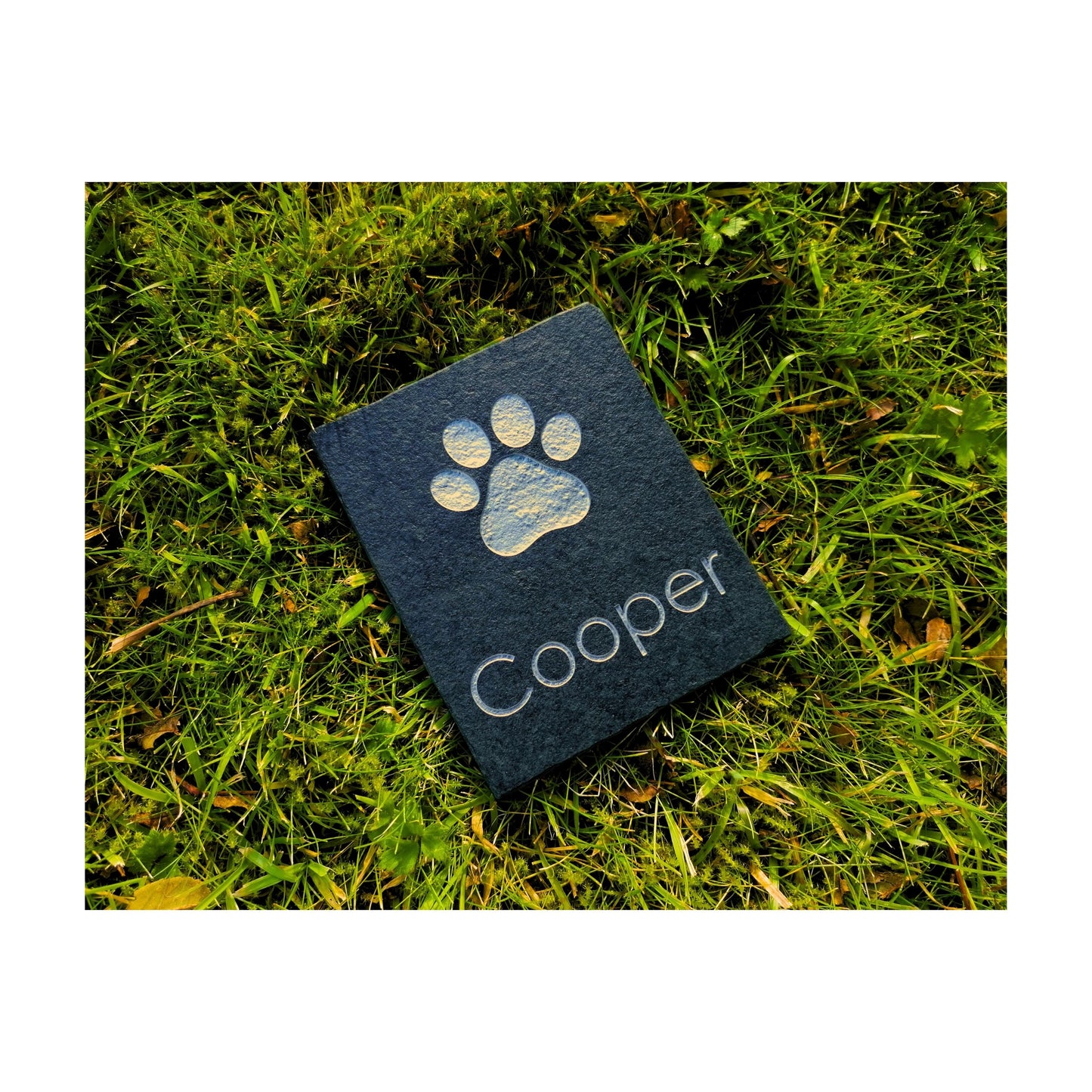 Personalised Custom Pet Paw Print | Engraved Natural Slate Memorial Plaque | Gold Copper Silver | Memories Tributes Markers Stone Headstones