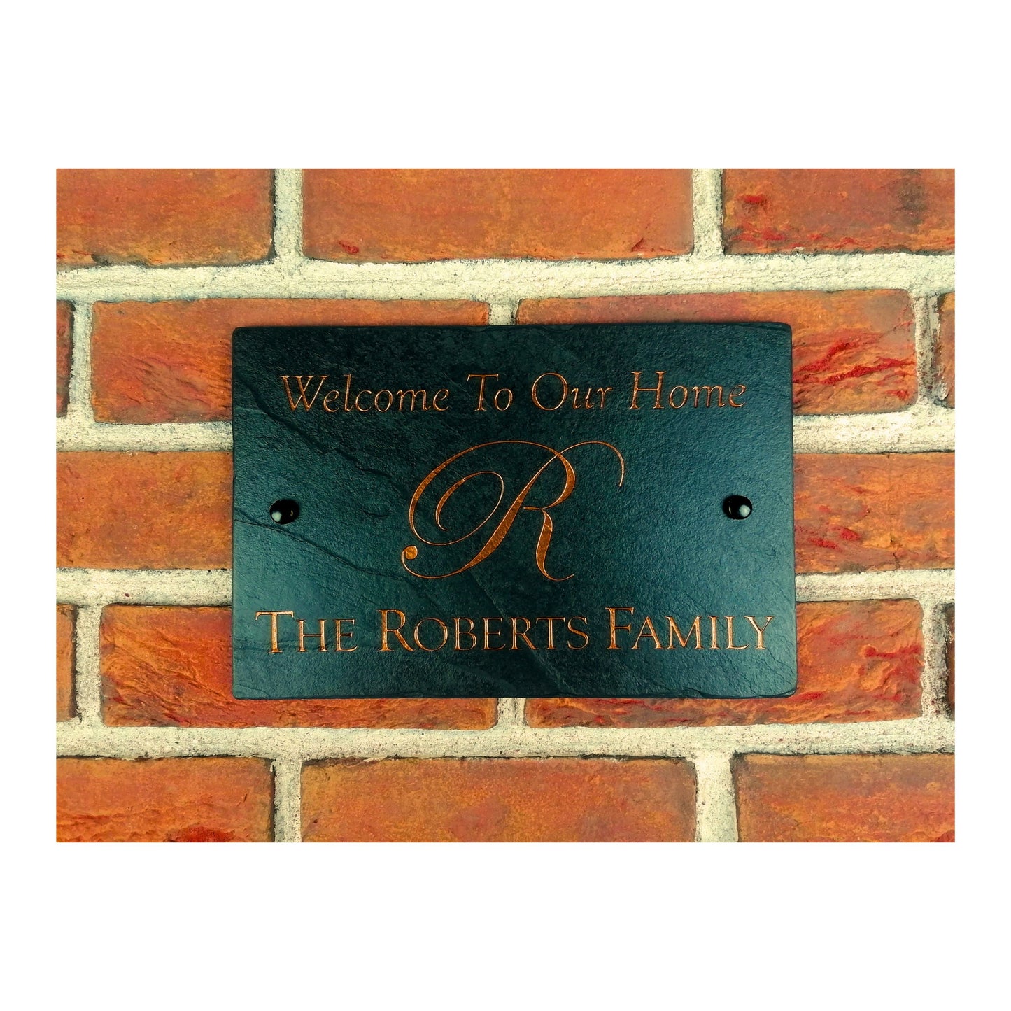 Engraved Natural Slate House Address Sign - Rustic Farmhouse Style Door Number - Wedding, Housewarming, Anniversary Gift Idea