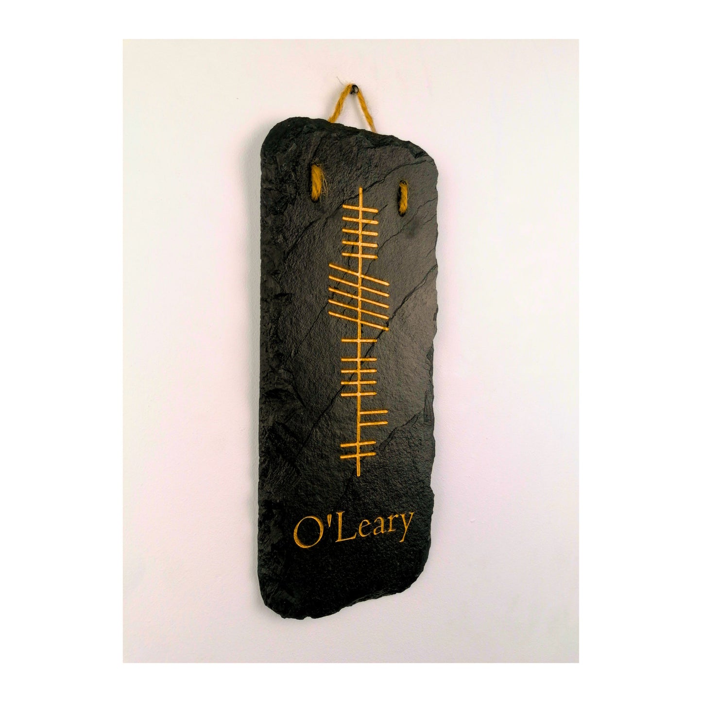 Ogham Wall Hanging | Natural Slate | Handmade Deep Engraved Signs | Celtic Irish Gaelic Traditional | Rustic Home Decor | Unique Gift Ideas