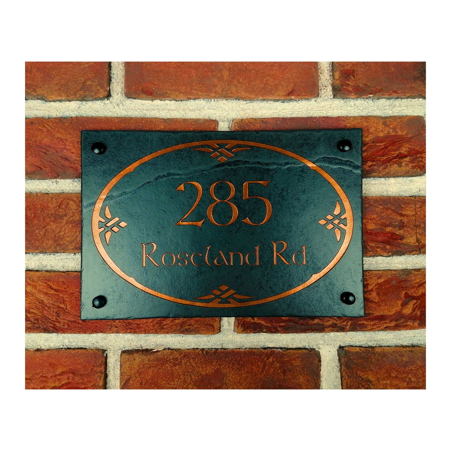 Engraved Natural Slate House Address Sign - Rustic Farmhouse Style Door Number - Wedding, Housewarming, Anniversary Gift Idea
