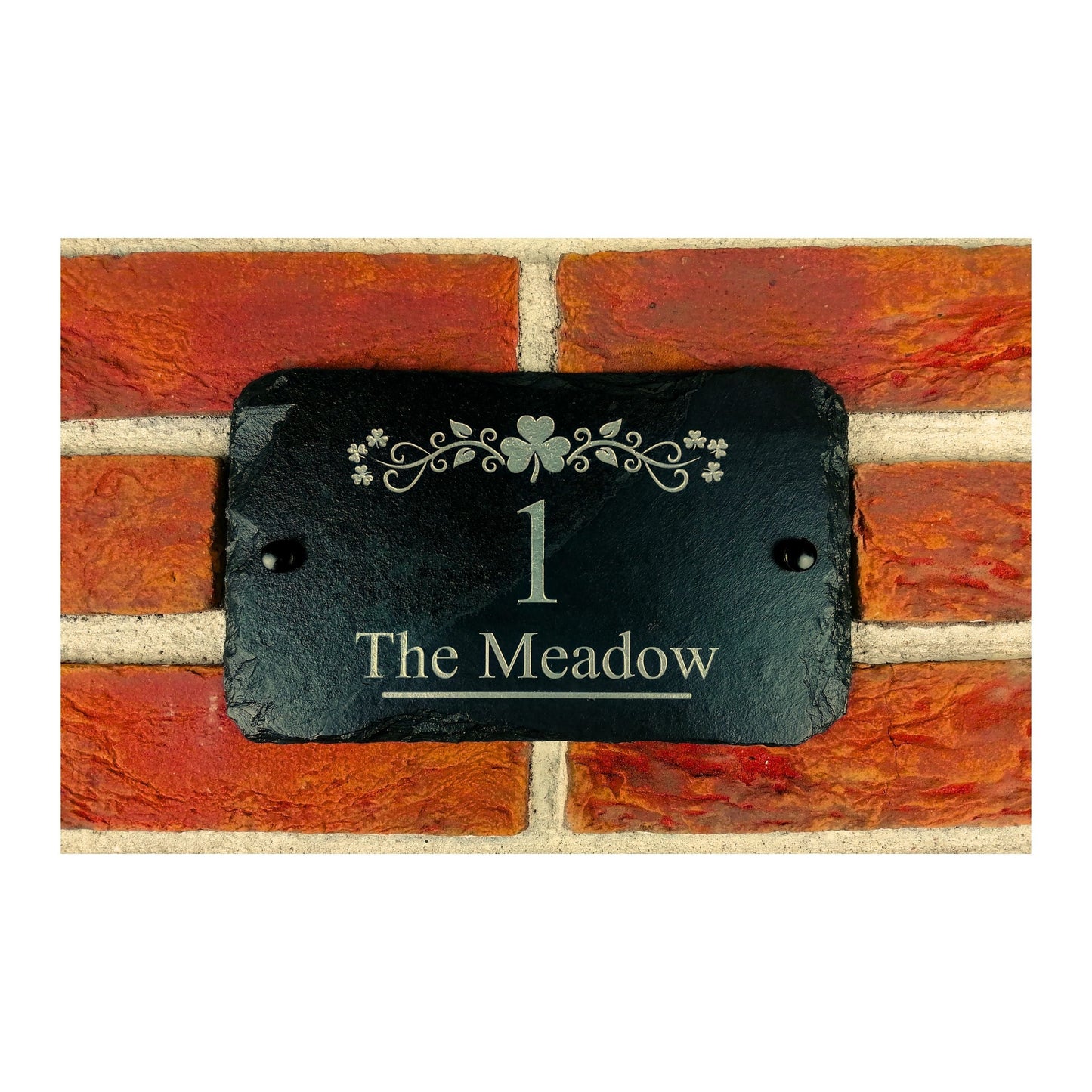 Engraved Natural Slate House Address Sign - Rustic Farmhouse Style Door Number - Wedding, Housewarming, Anniversary Gift Idea