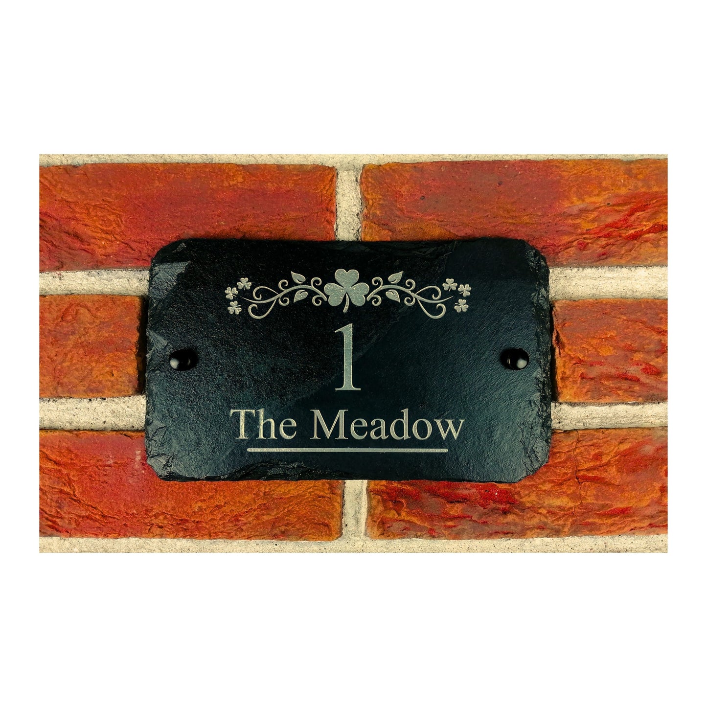 Engraved Natural Slate House Address Sign - Rustic Farmhouse Style Door Number - Wedding, Housewarming, Anniversary Gift Idea