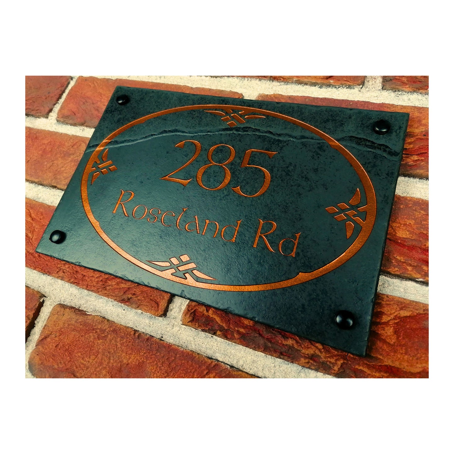 Engraved Natural Slate House Address Sign - Rustic Farmhouse Style Door Number - Wedding, Housewarming, Anniversary Gift Idea