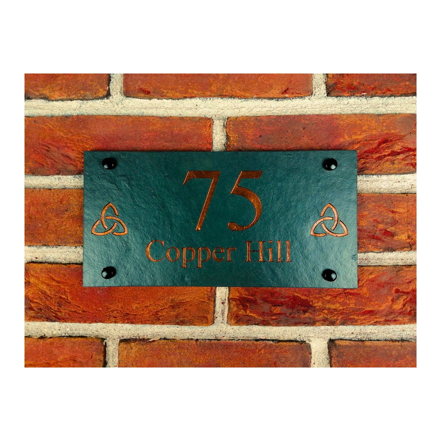 Engraved Natural Slate House Address Sign - Rustic Farmhouse Style Door Number - Wedding, Housewarming, Anniversary Gift Idea