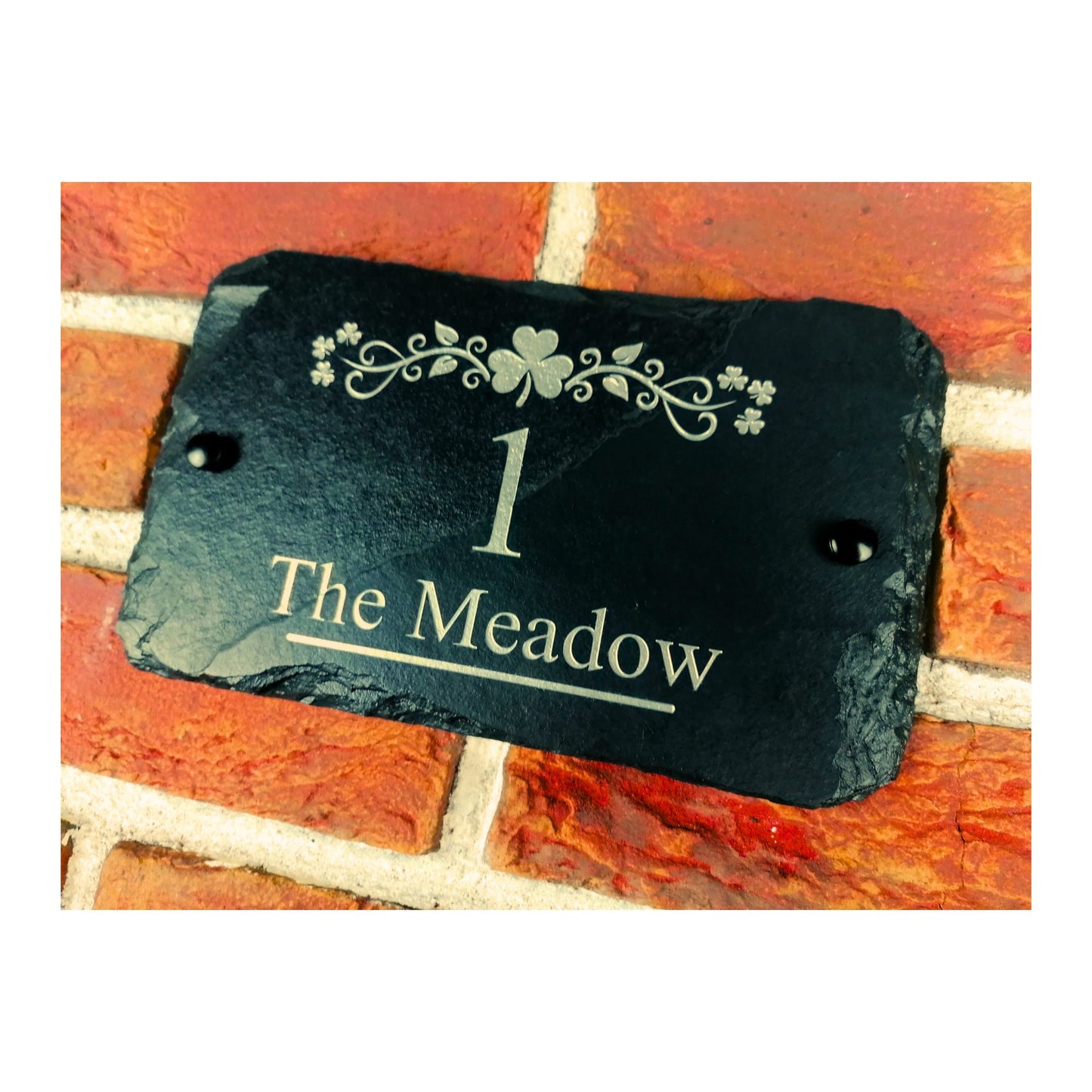 Engraved Natural Slate House Address Sign - Rustic Farmhouse Style Door Number - Wedding, Housewarming, Anniversary Gift Idea