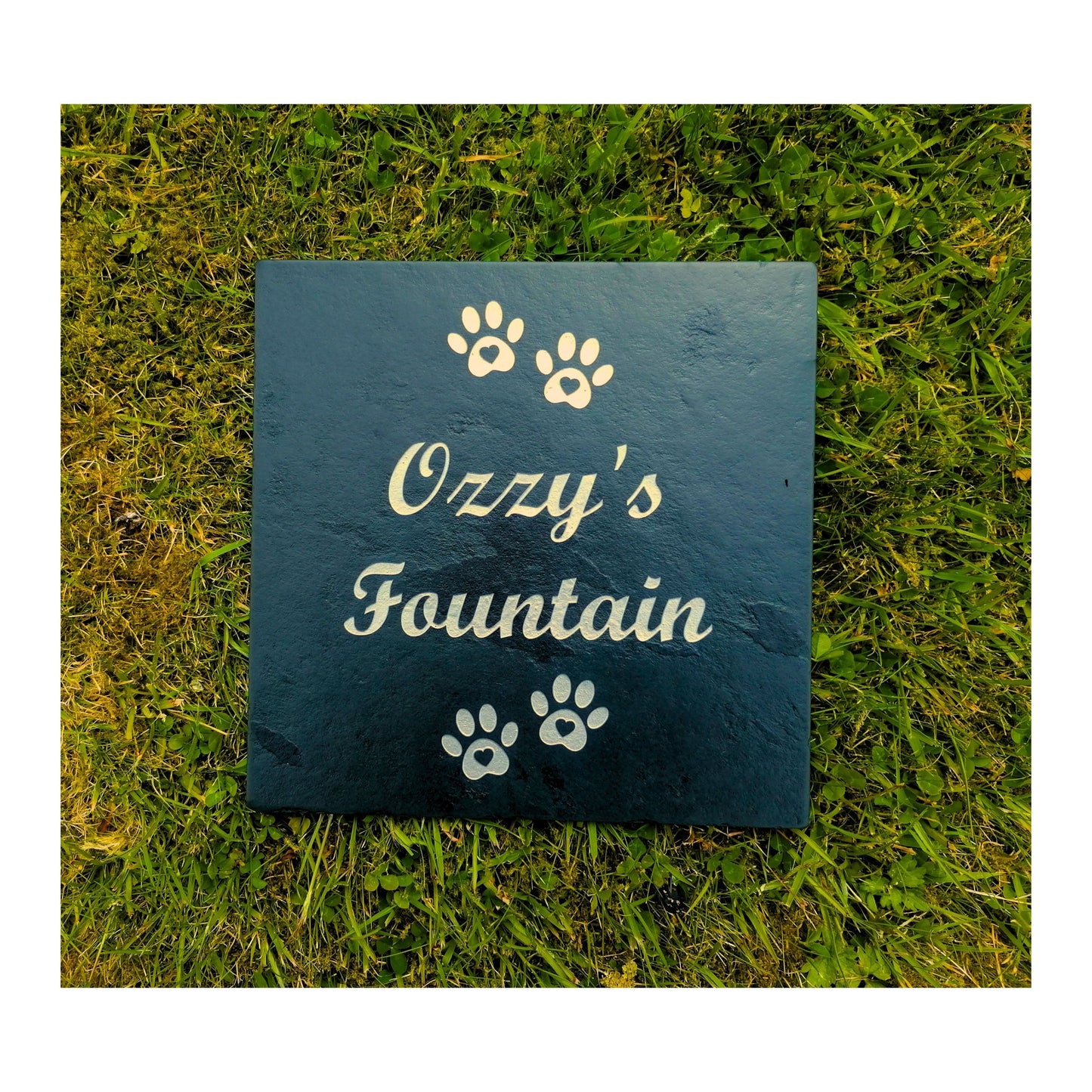 Personalised Custom Pet Paw Print | Engraved Natural Slate Memorial Plaque | Gold Copper Silver | Memories Tributes Markers Stone Headstones