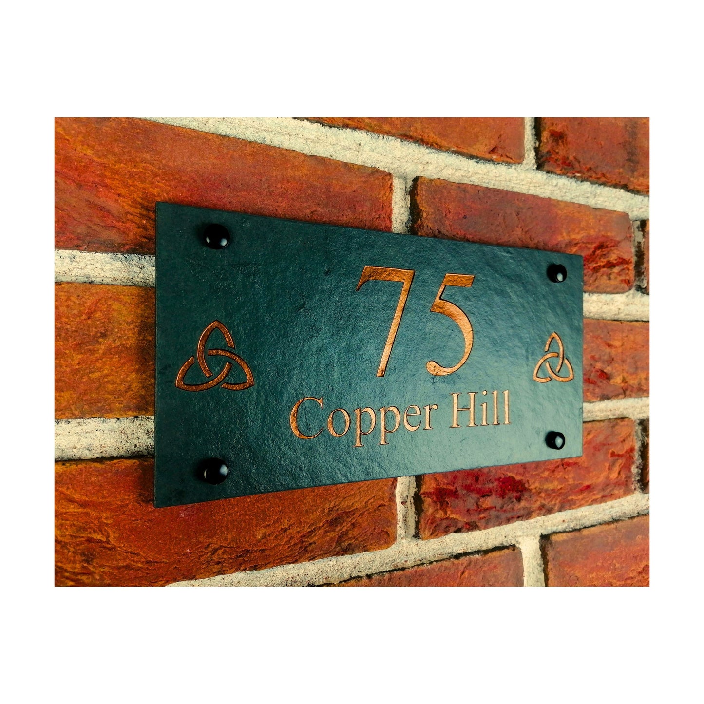 Engraved Natural Slate House Address Sign - Rustic Farmhouse Style Door Number - Wedding, Housewarming, Anniversary Gift Idea