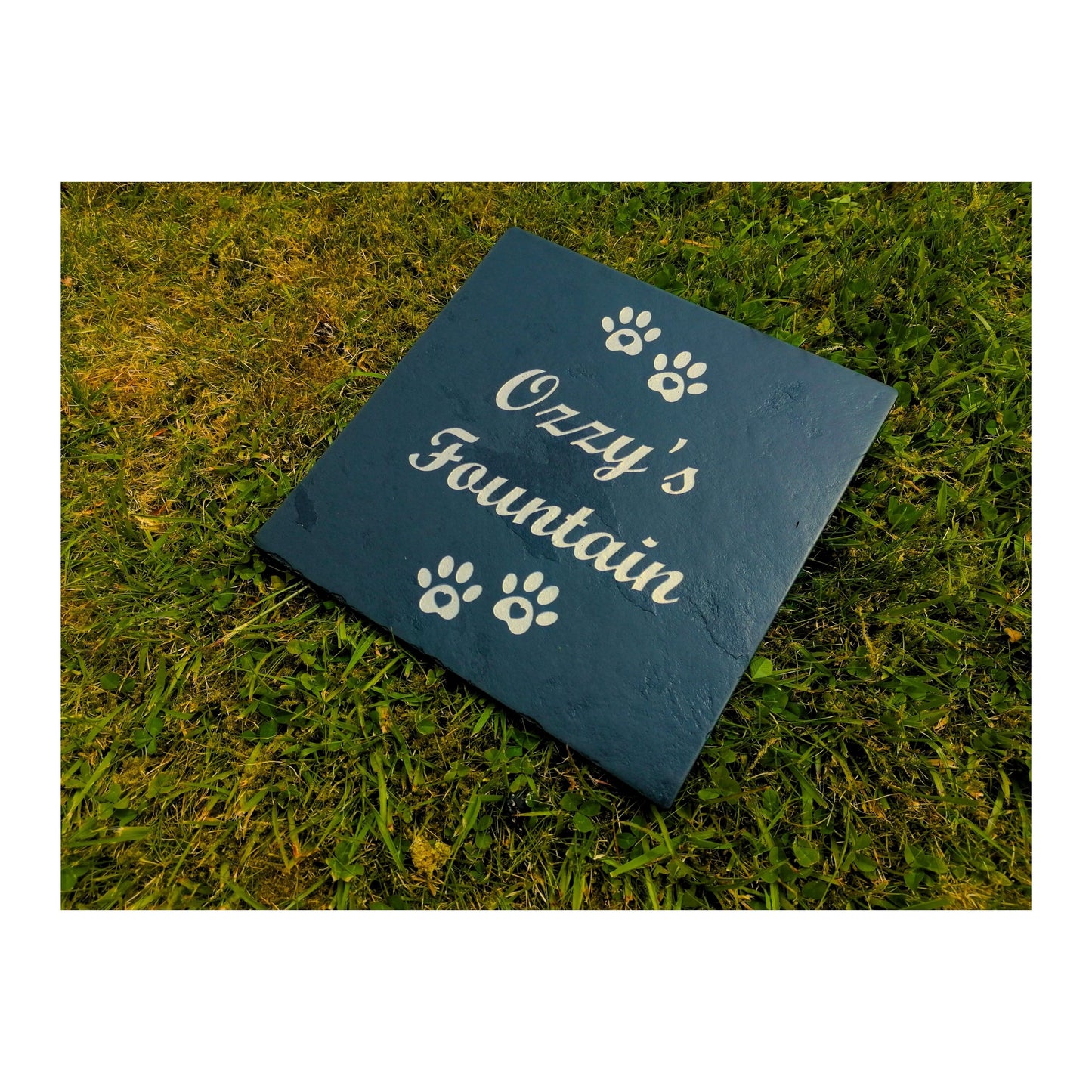 Personalised Custom Pet Paw Print | Engraved Natural Slate Memorial Plaque | Gold Copper Silver | Memories Tributes Markers Stone Headstones
