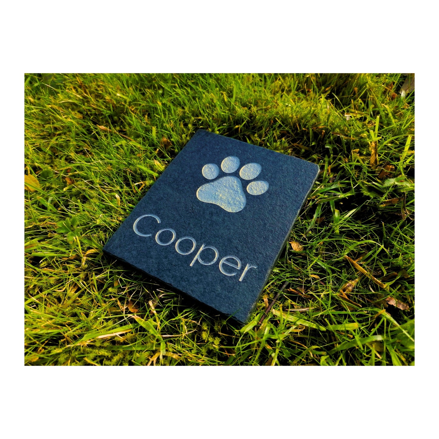 Personalised Custom Pet Paw Print | Engraved Natural Slate Memorial Plaque | Gold Copper Silver | Memories Tributes Markers Stone Headstones