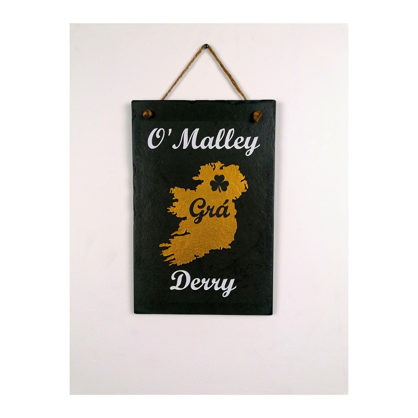 Ireland Map with Family Name and Hometown | Irish Ancestry Disapora Ancestors | Home Love Memories | Natural Slate Handmade Custom Unique