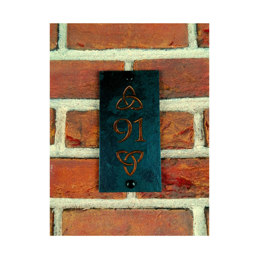 Engraved Natural Slate House Address Sign - Rustic Farmhouse Style Door Number - Wedding, Housewarming, Anniversary Gift Idea