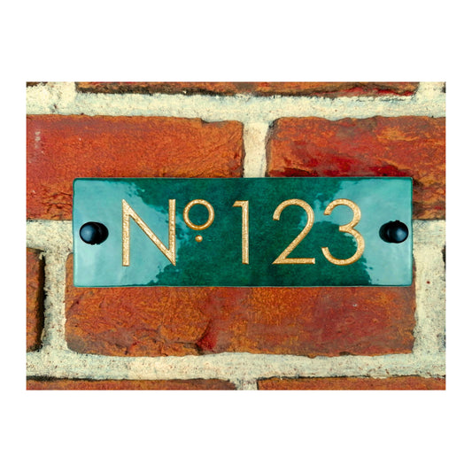 Engraved Ceramic Wall Tile Door Number Sign | Irish Handmade Rectangle Door Number House Name | Rustic Custom Personalised Postcode Mailbox Irish
