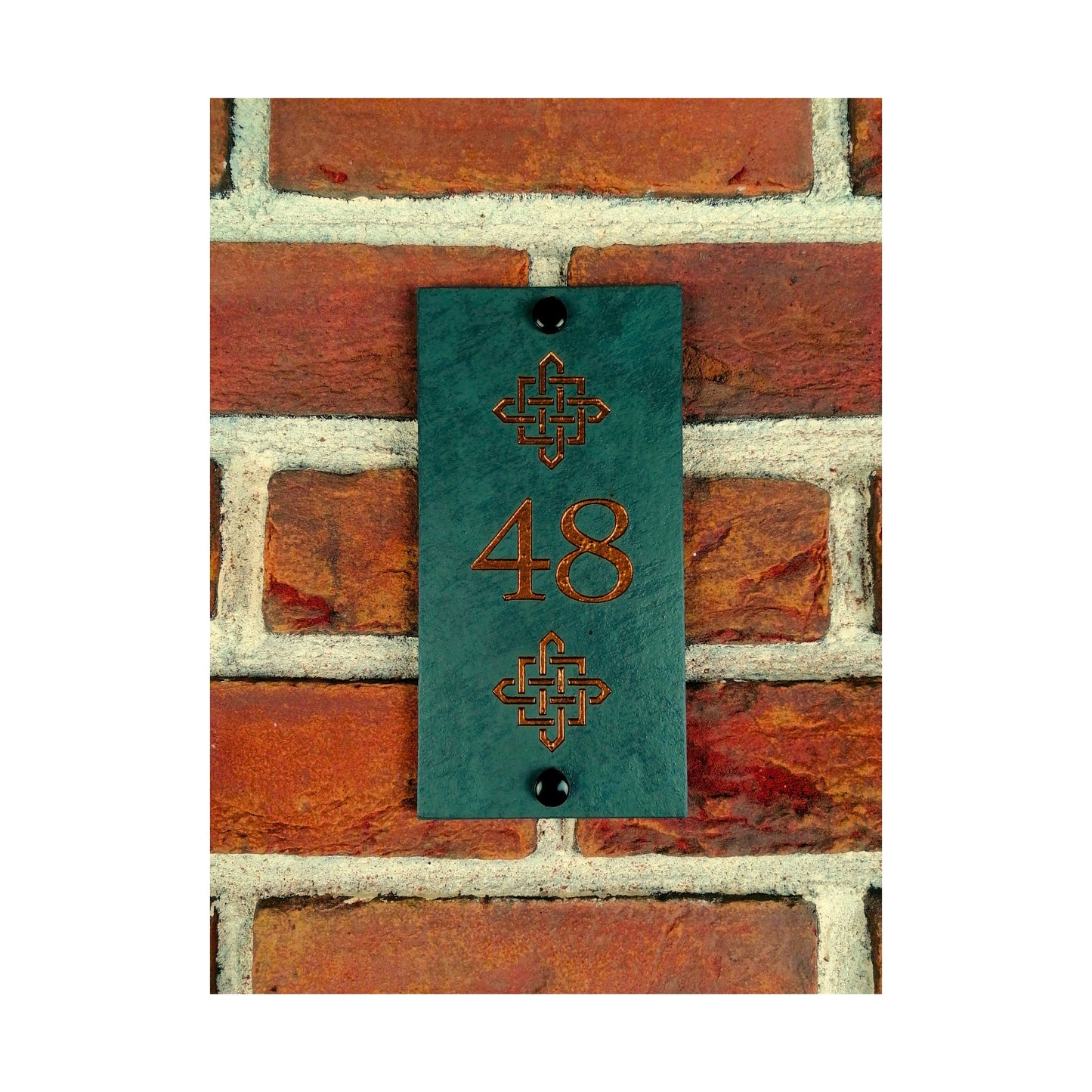 Engraved Natural Slate House Address Sign - Rustic Farmhouse Style Door Number - Wedding, Housewarming, Anniversary Gift Idea